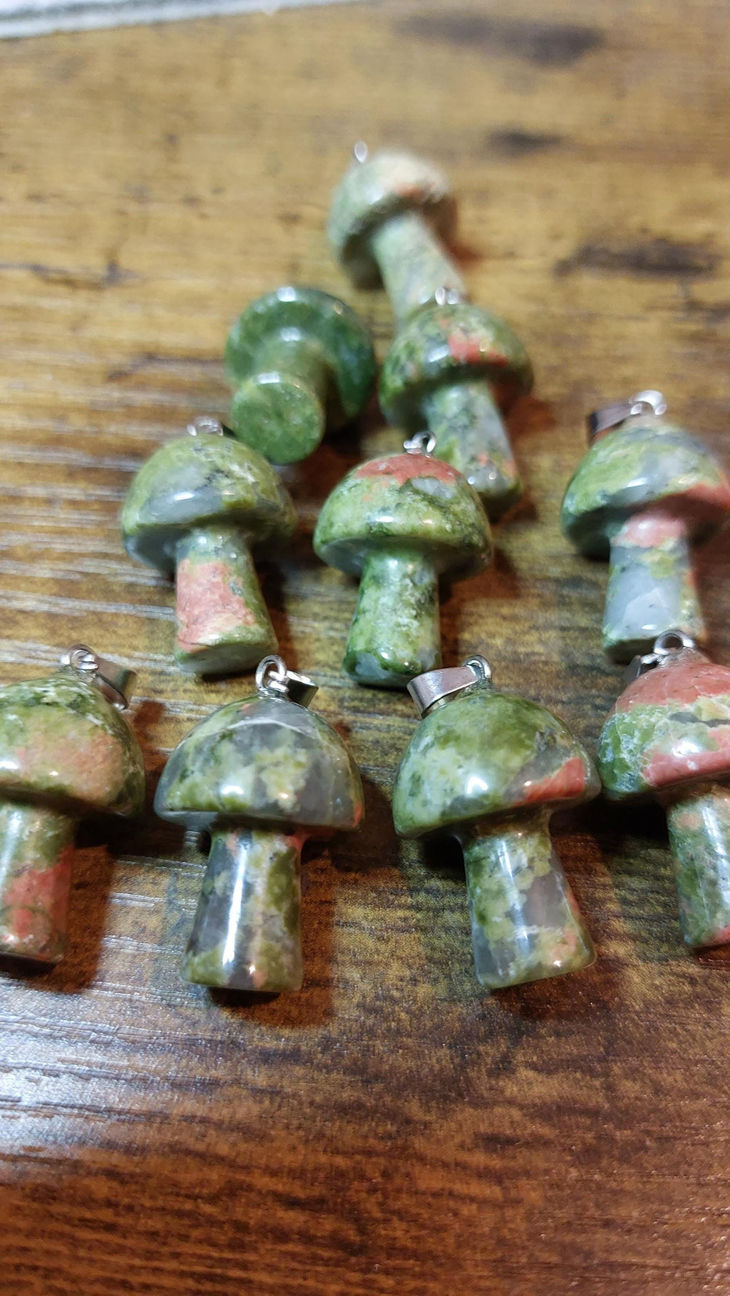 natural unakite mushrooms pendants
