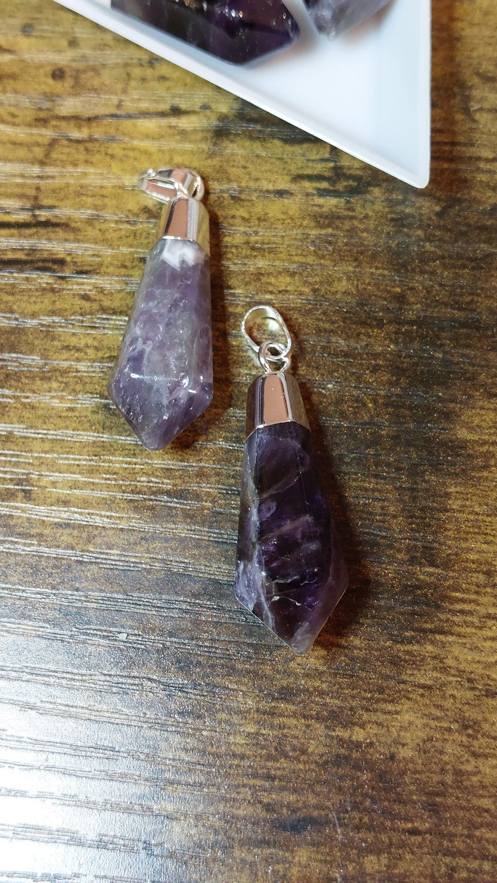 Natural Amethyst Bullet Pendant 40mm