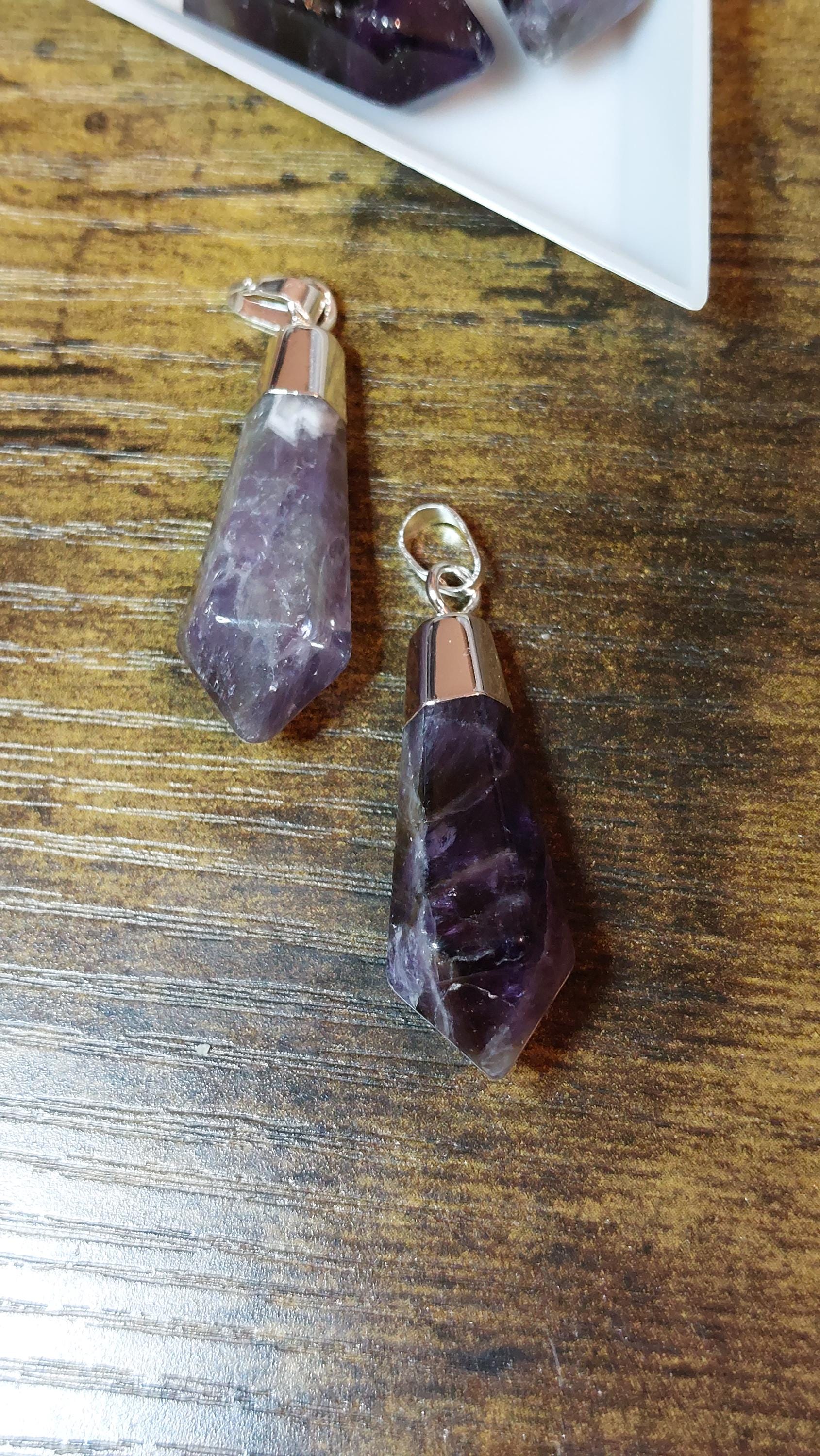 Natural Amethyst Bullet Pendant 40mm