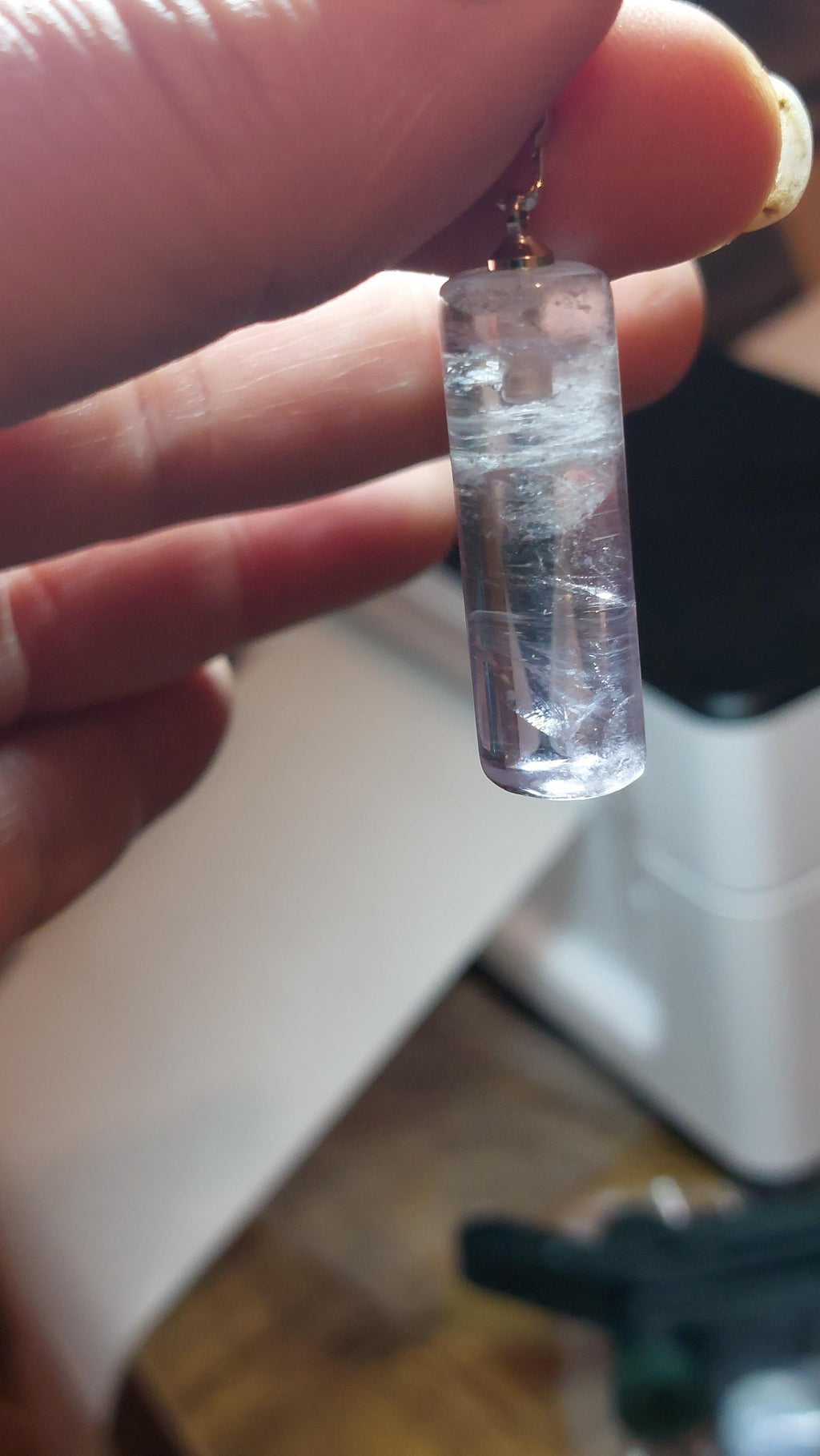 Natural Amethyst Column Pendant 34x10mm