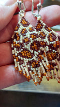 leopard design seed beads earrings