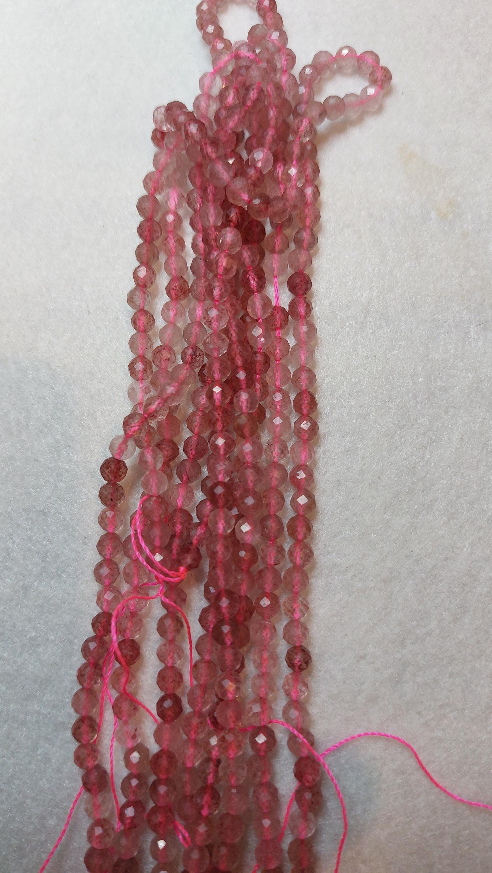 Strawberry Quartz Faceted Round Beads 4mm