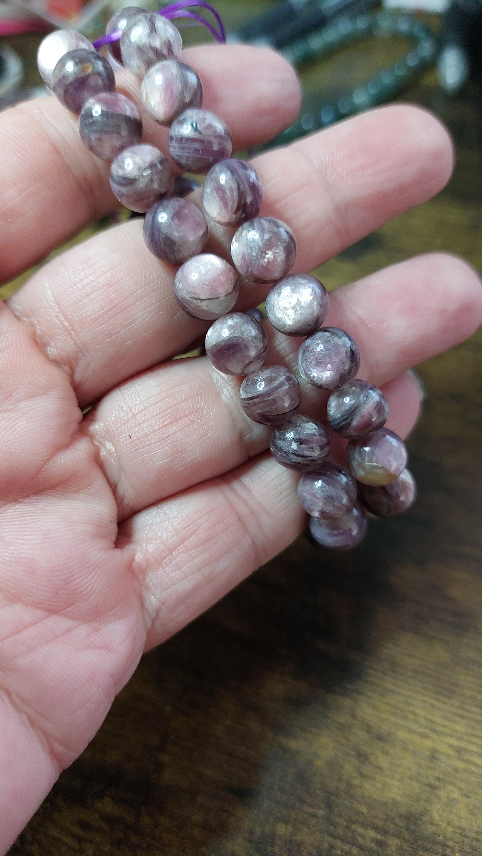 Lepidolite/ purple mica bracelet 8mm beads