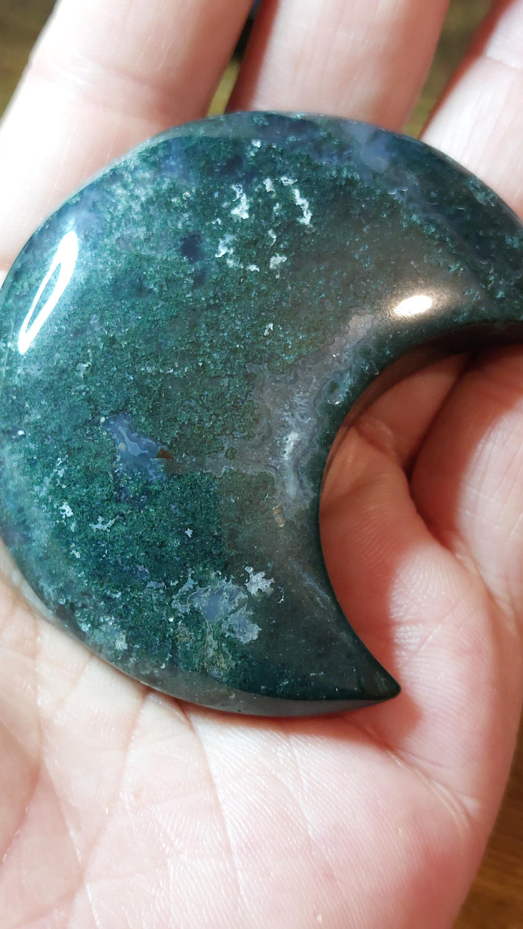 Natural Moss Agate moon