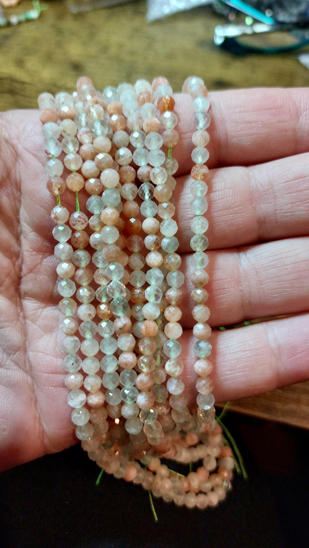 natural Arusha Sunstone Faceted Beads 4mm