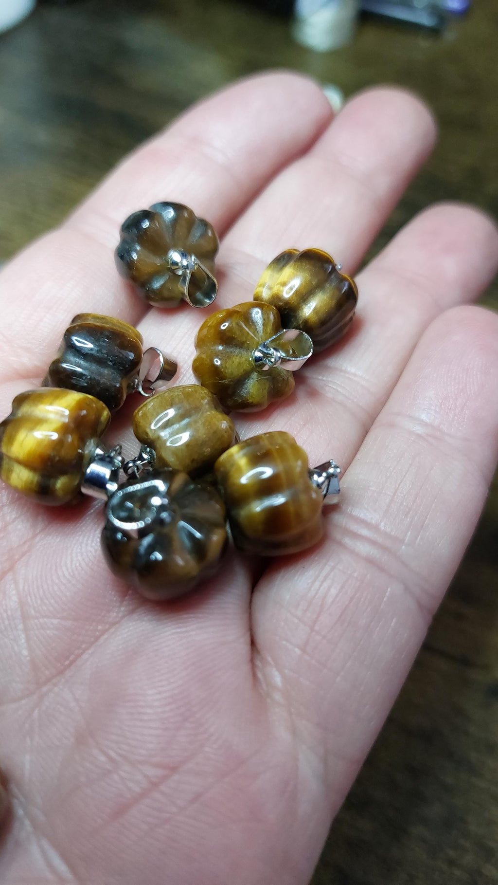 Natural Tiger Eye Pumpkin Charms 13mm