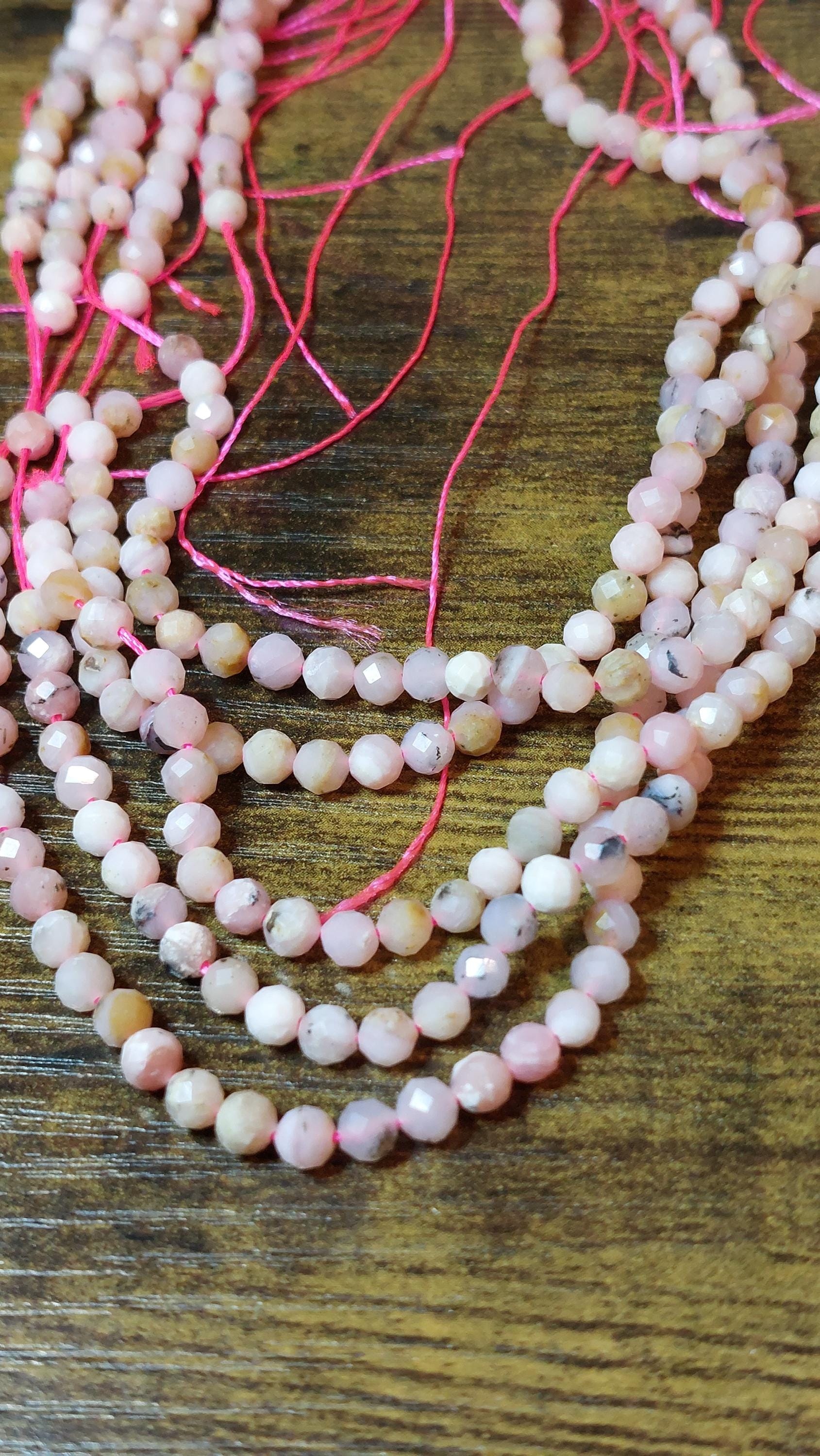 Natural Peruvian pink opal beads facetted