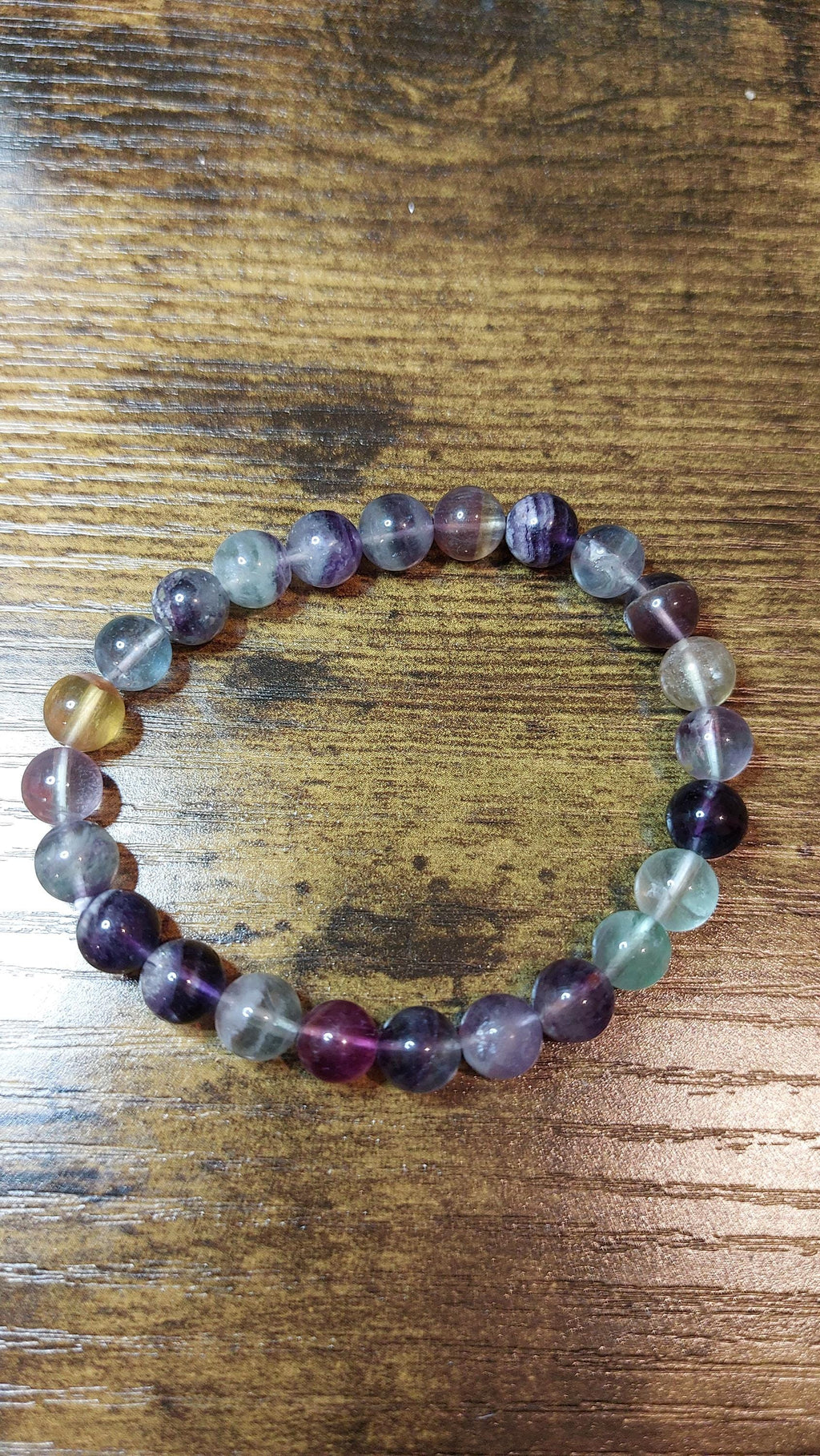 Multicolor Fluorite Bead Bracelet (8mm or 12mm)