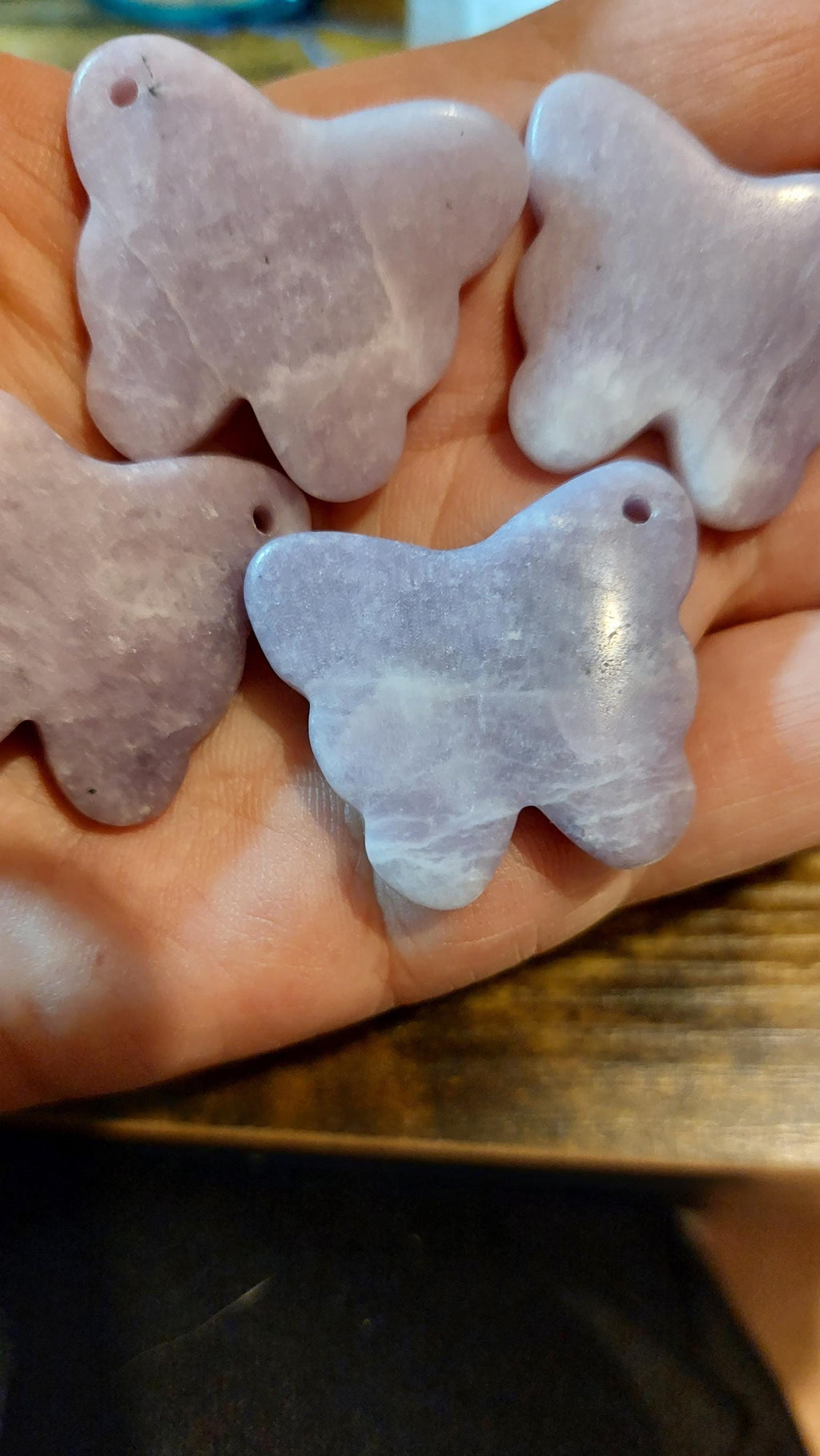 natural Lepidolite butterfly pendant