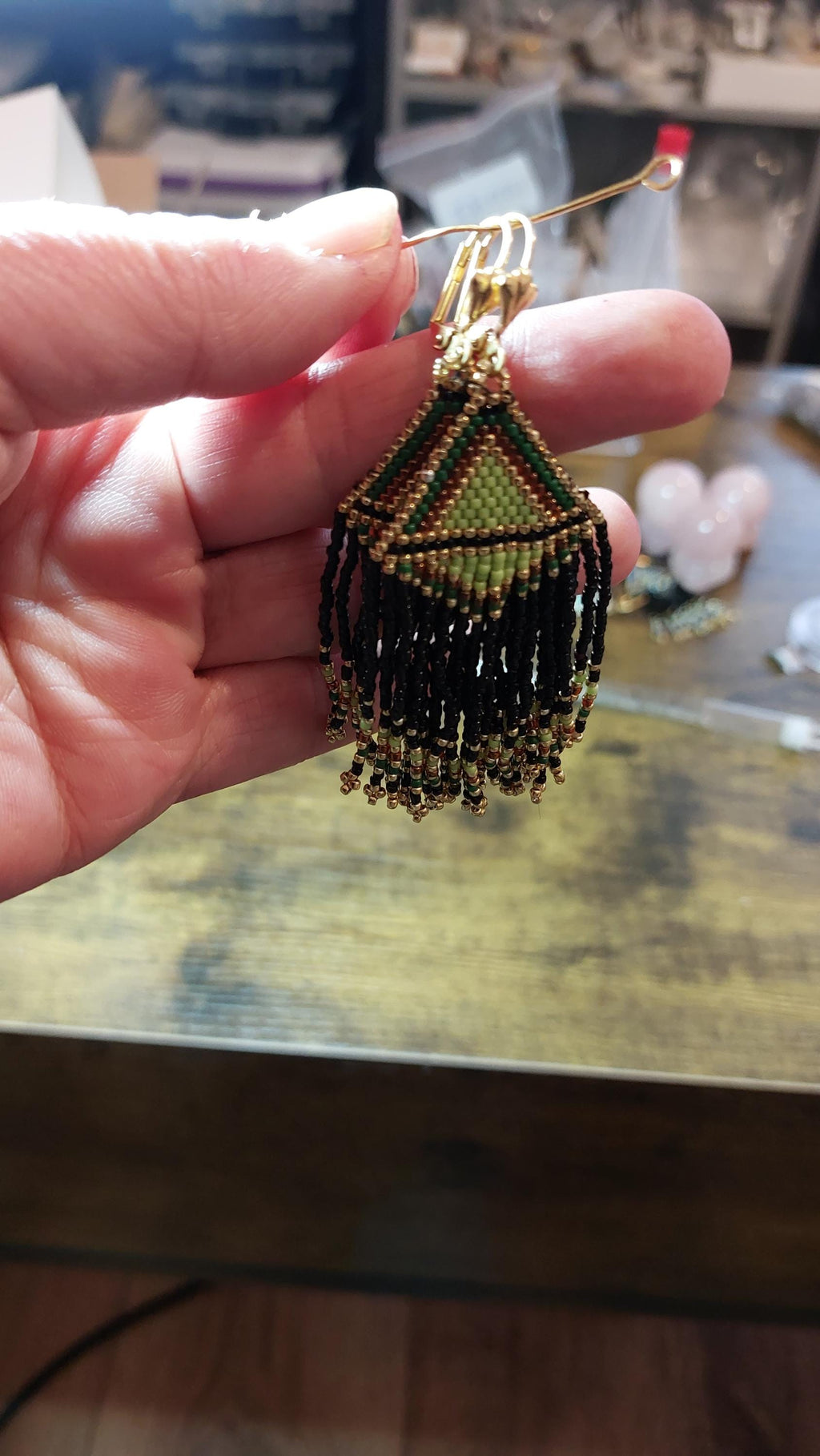 Handmade Long Earrings made with Japanese Seed Beads