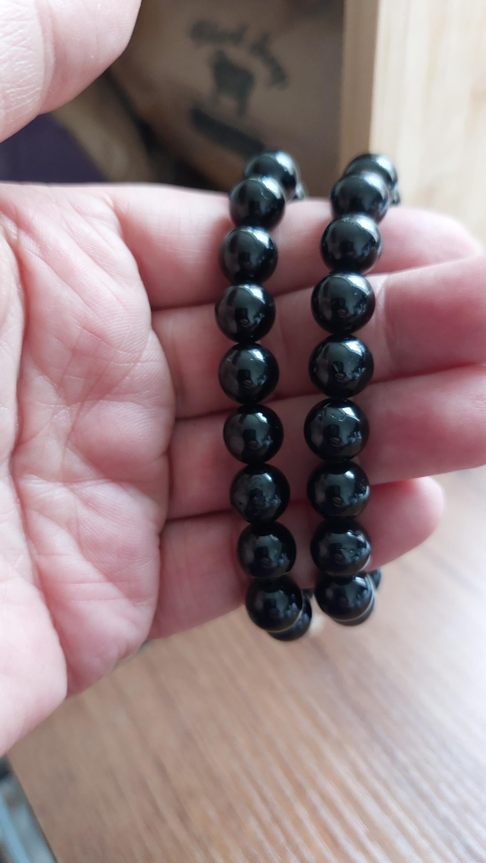 Natural Black Tourmaline beads bracelets-small size