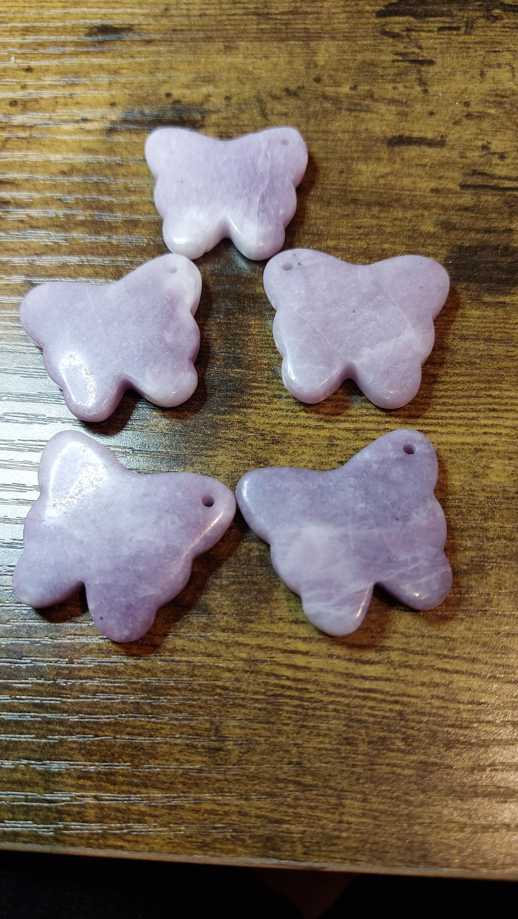 natural Lepidolite butterfly pendant