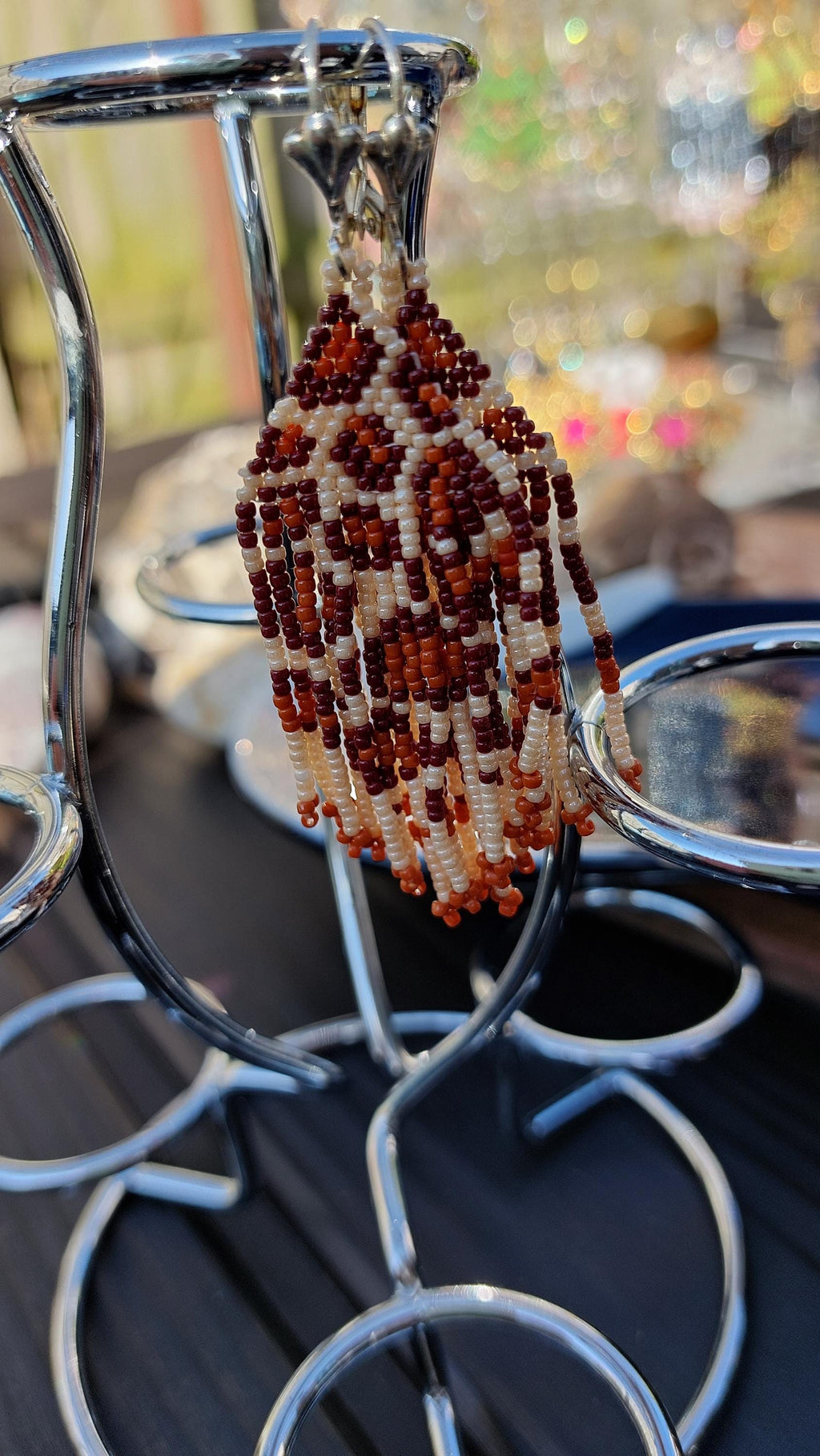 leopard design seed beads earrings