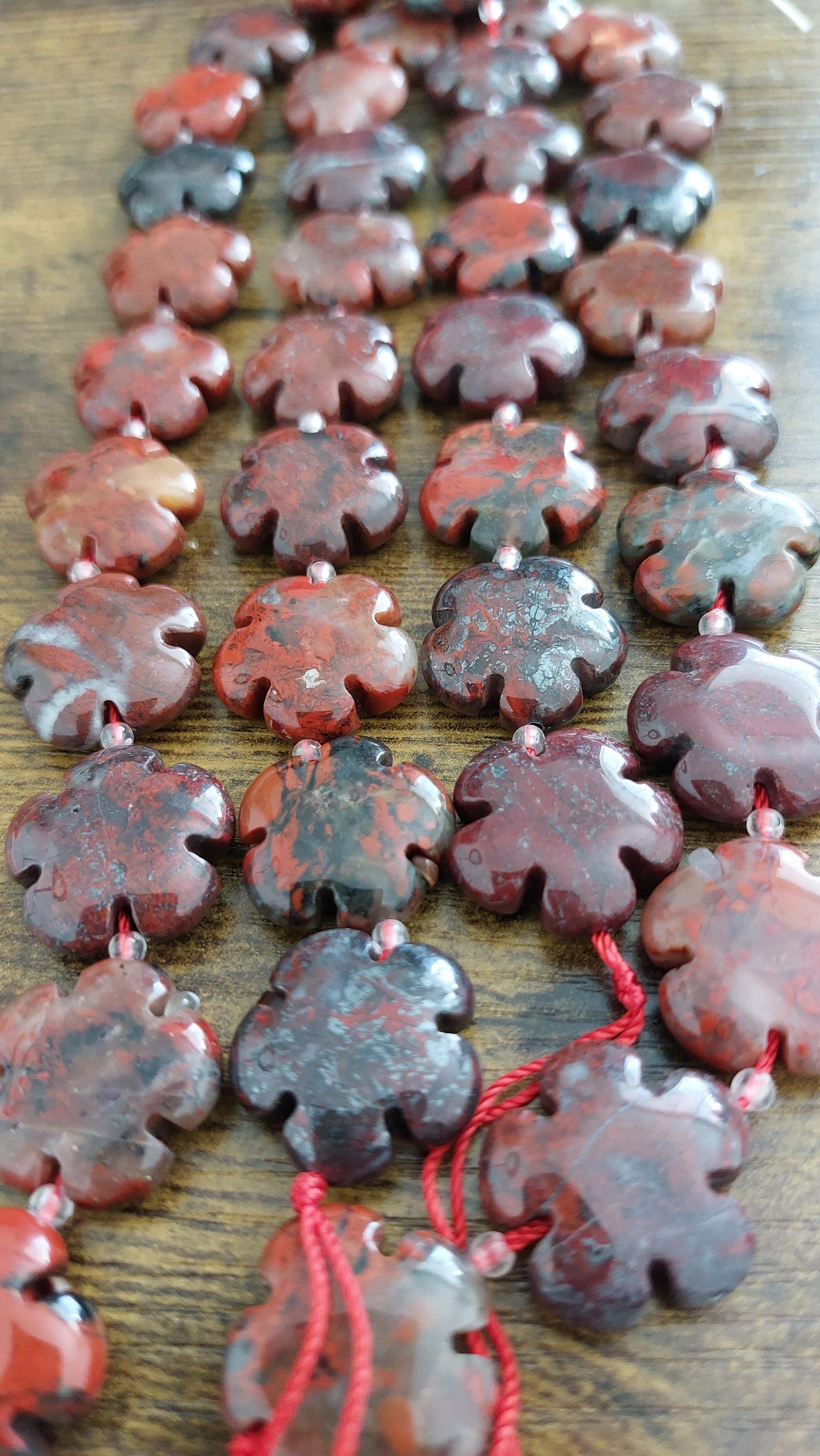 natural Brecciated jasper beads flower