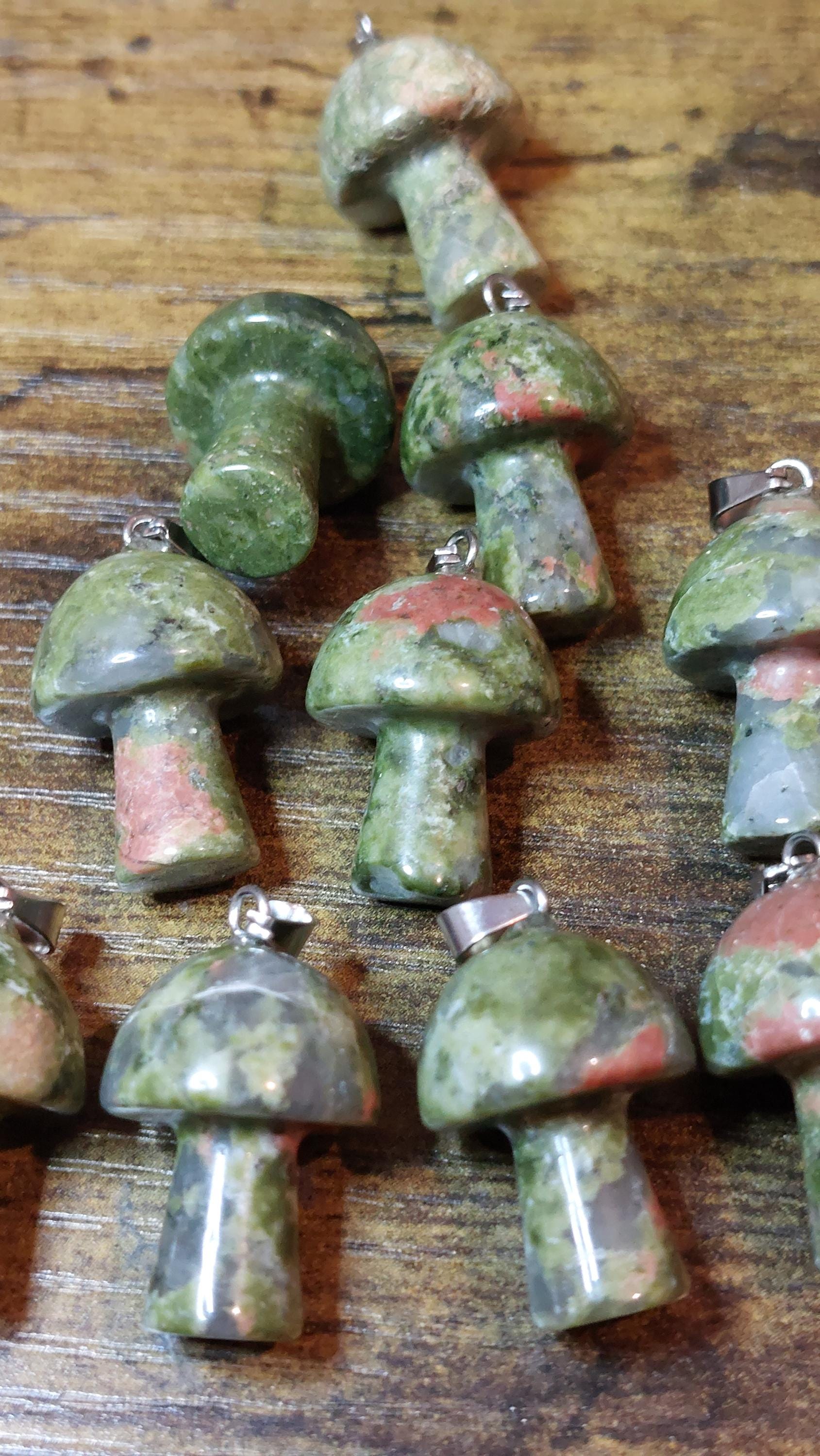 natural unakite mushrooms pendants