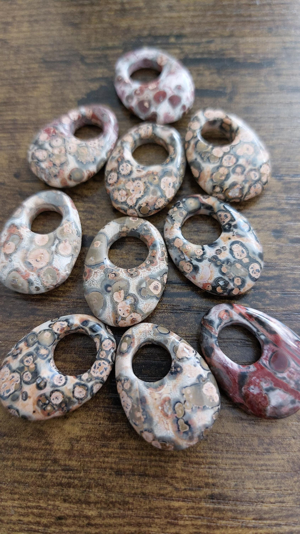 natural leopard skin jasper large hole pendants