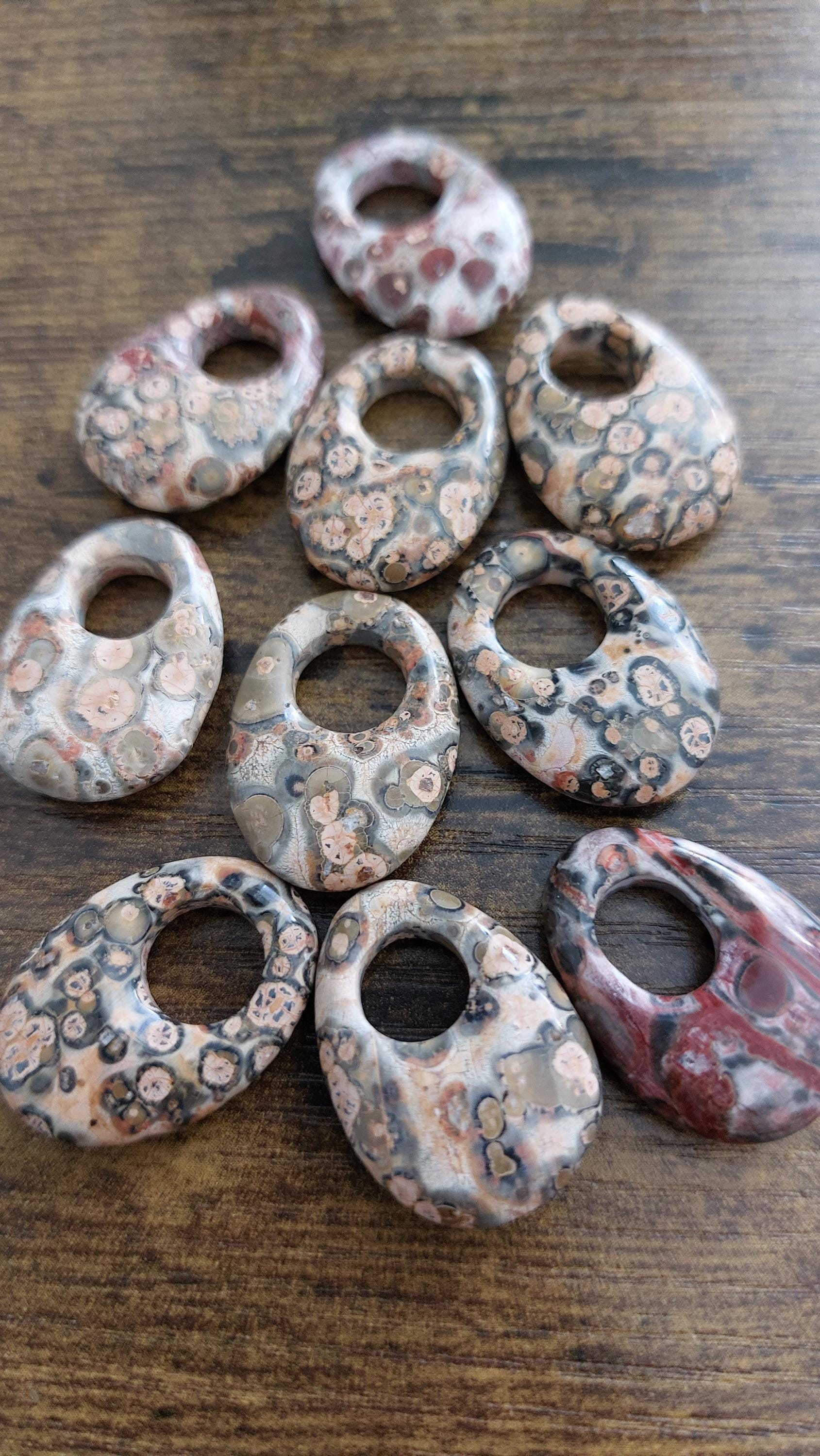 natural leopard skin jasper large hole pendants