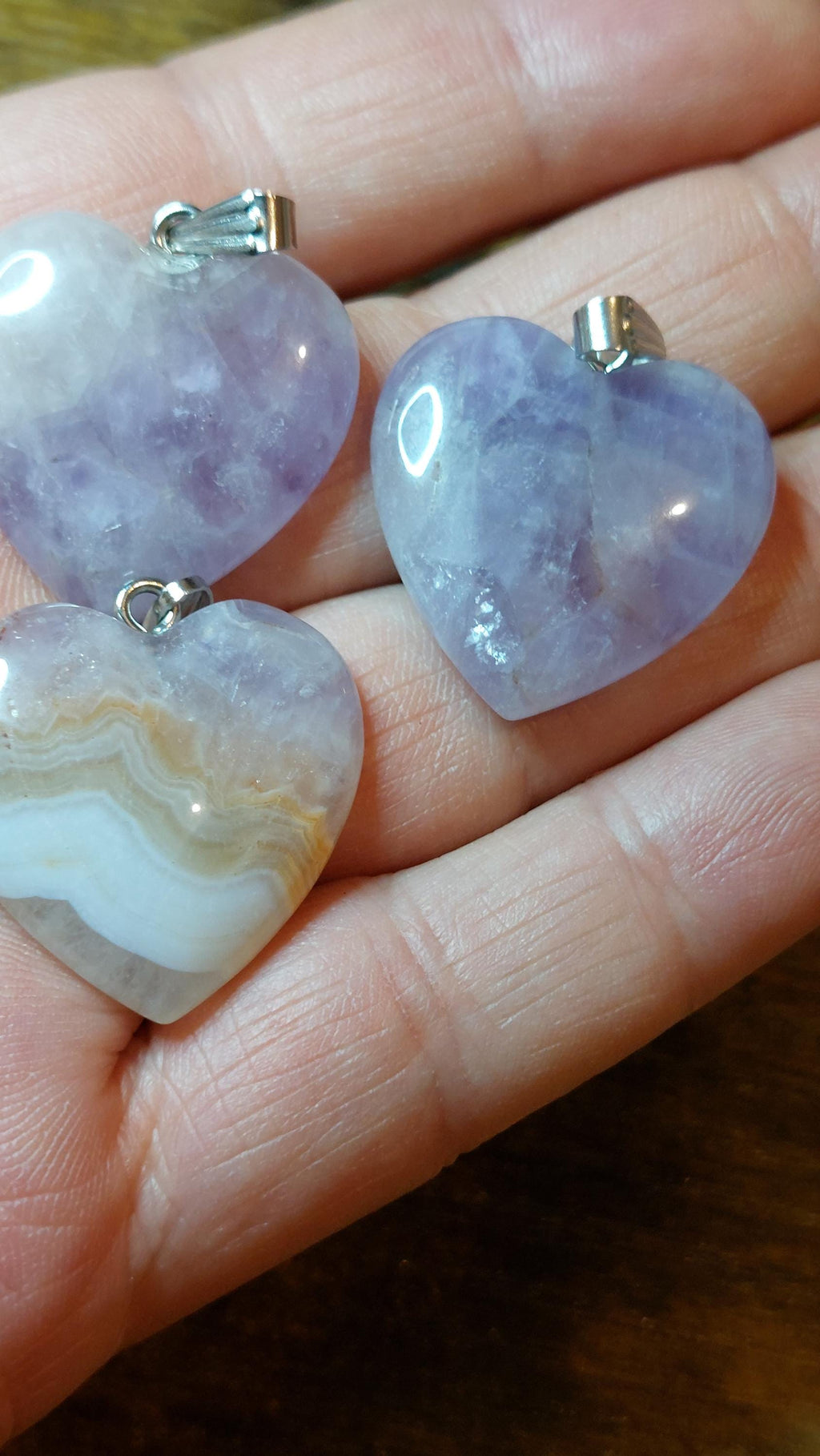 Natural Amethyst Lace Agate Pendant 25mm