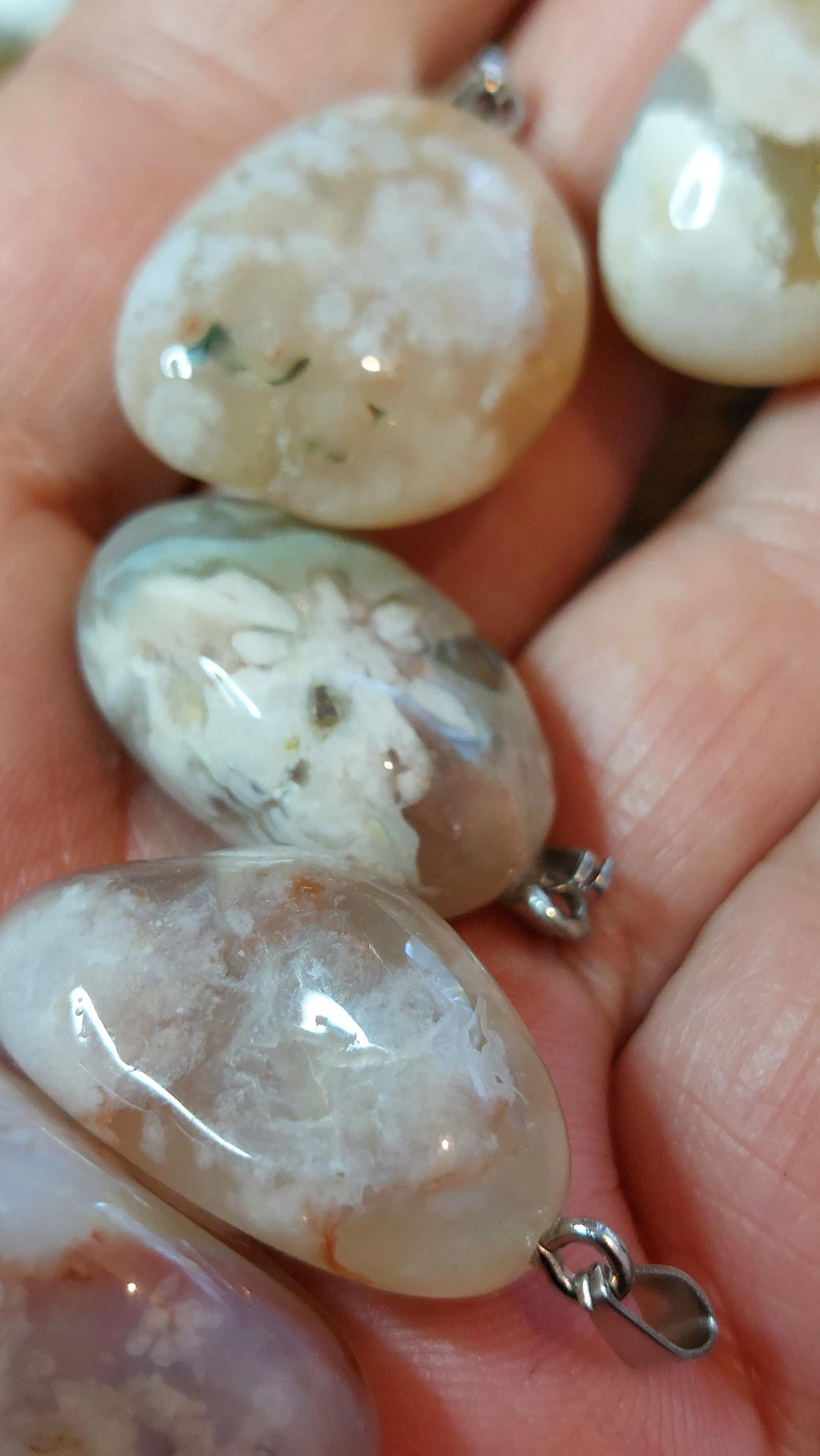 Natural Cherry Blossom Agate Pendants