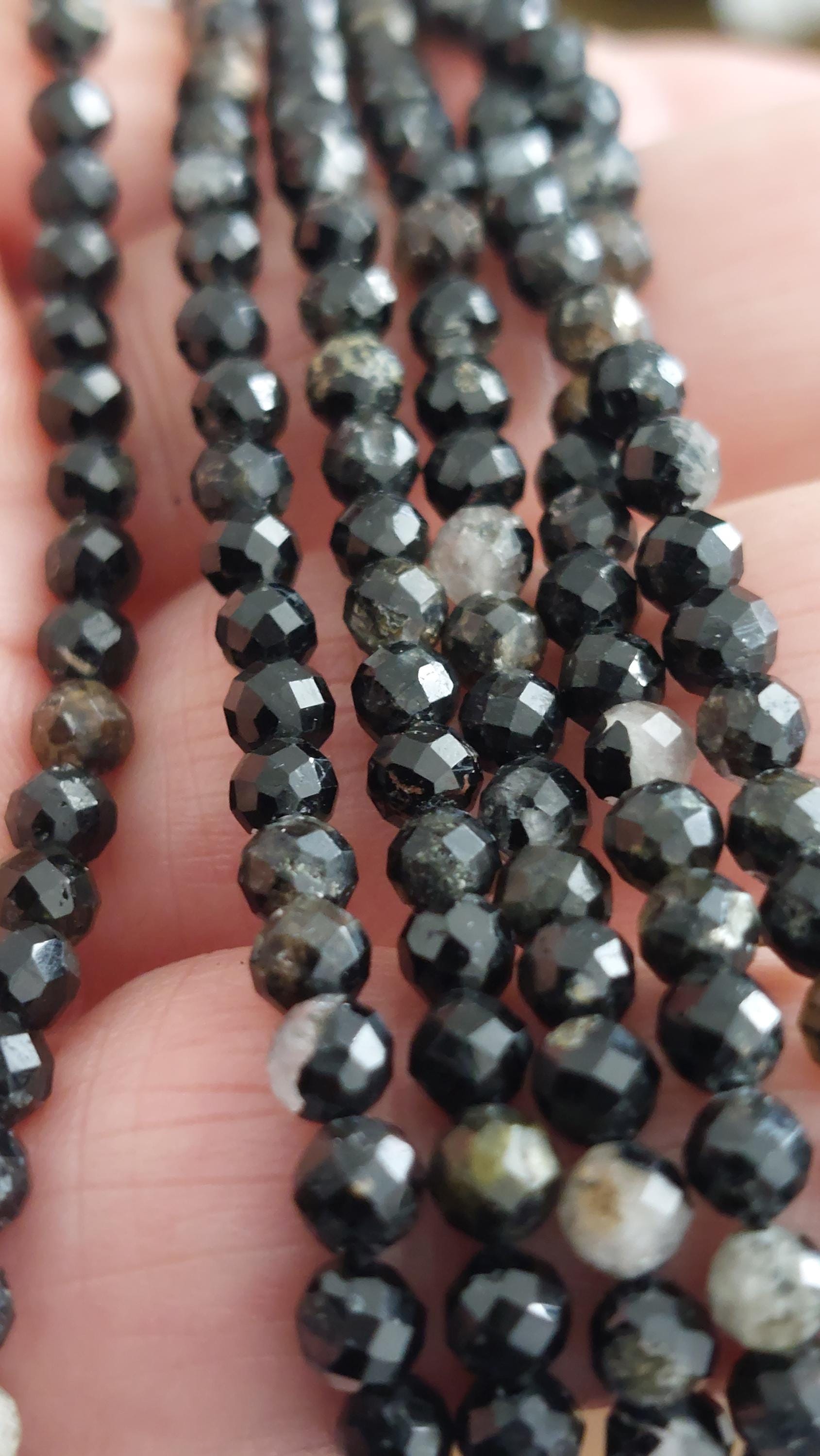 black tourmaline 4mm Faceted beads