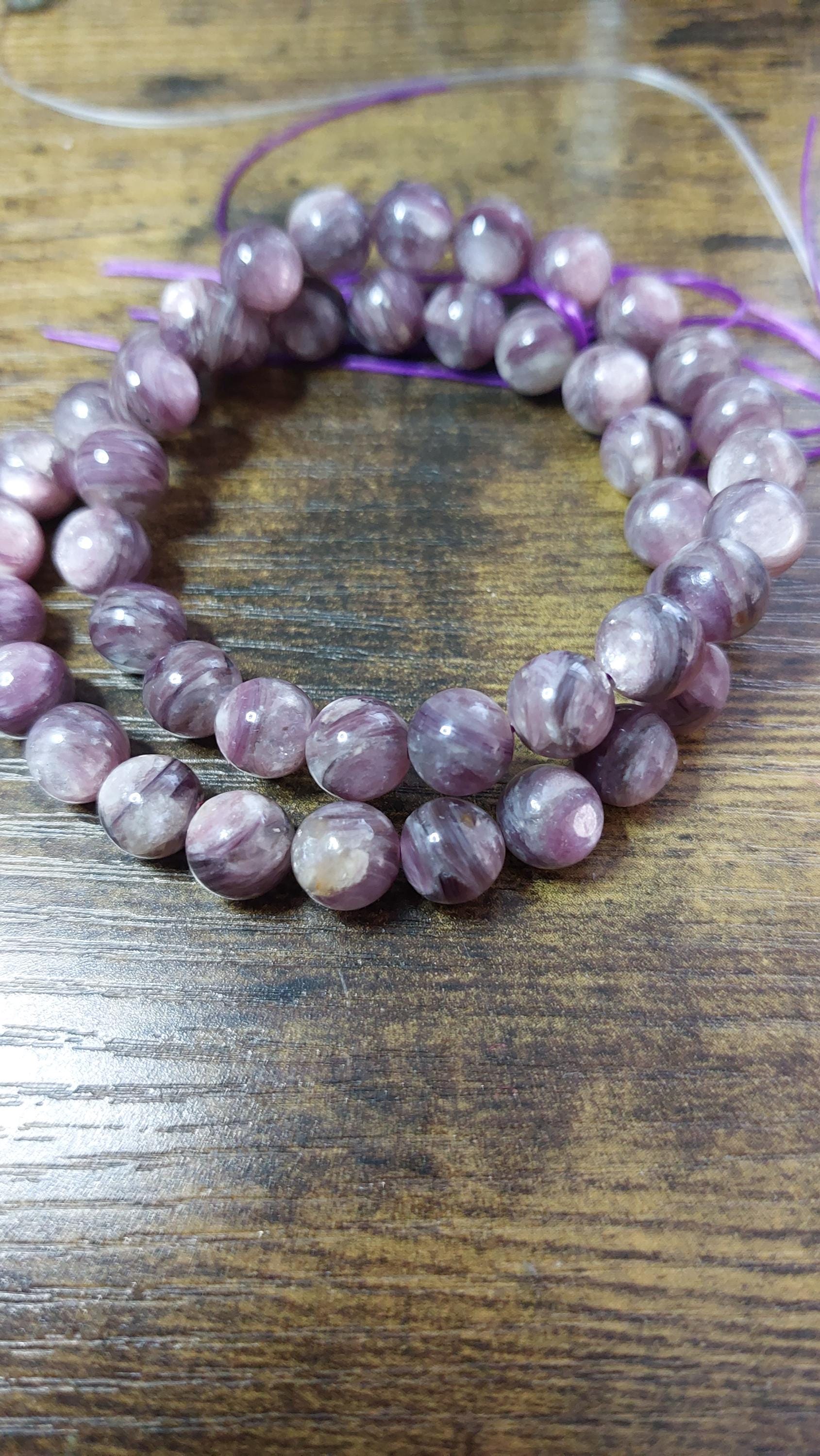 Lepidolite/ purple mica bracelet 8mm beads