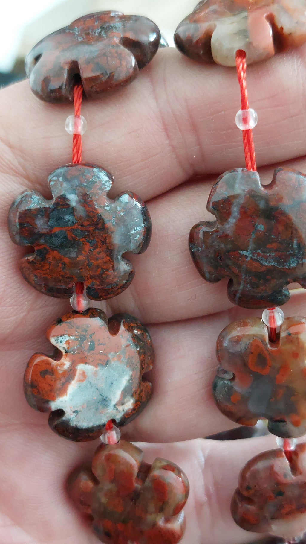 natural Brecciated jasper beads flower