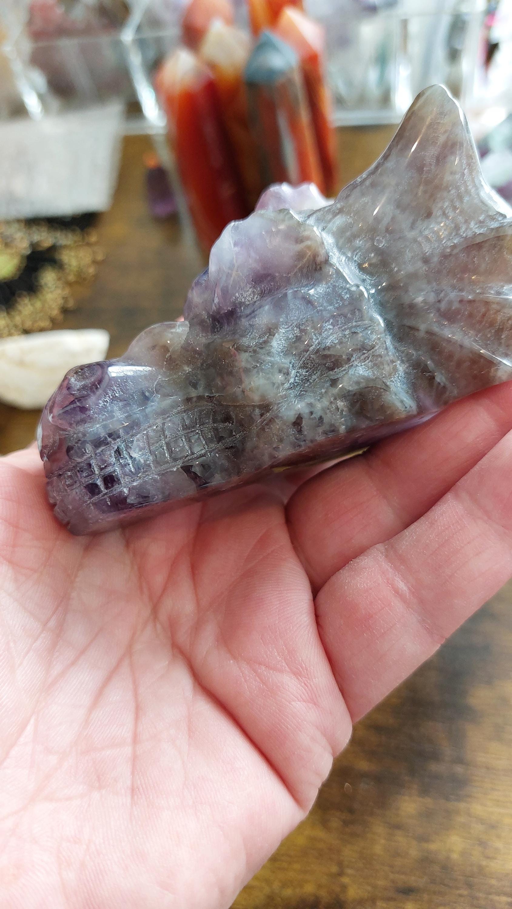 natural amethyst carved dragon