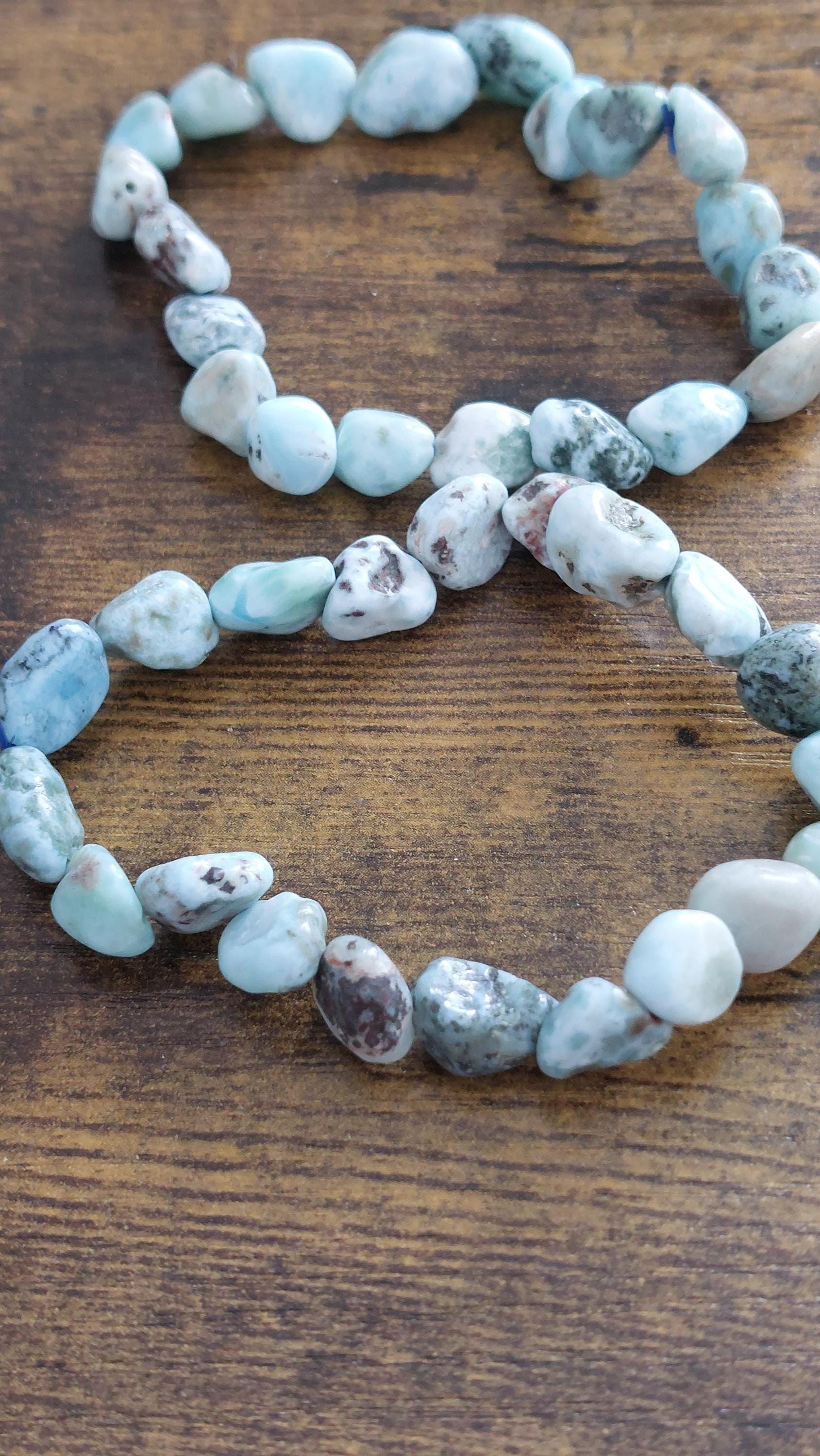 Larimar Beaded Bracelet: Oval Tumbled Gemstone