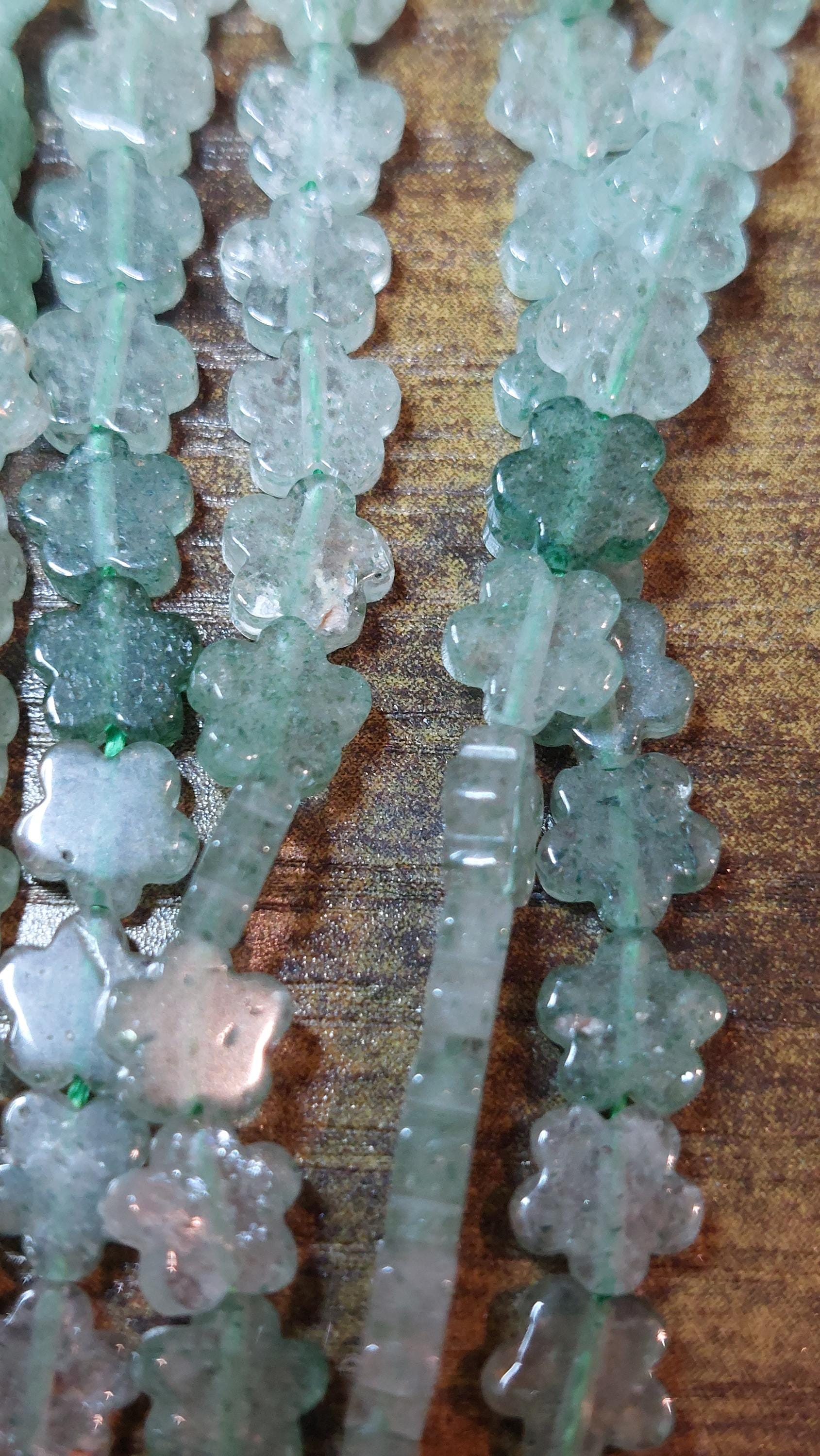 Natural Green Strawberry Quartz Flower Beads 6mm