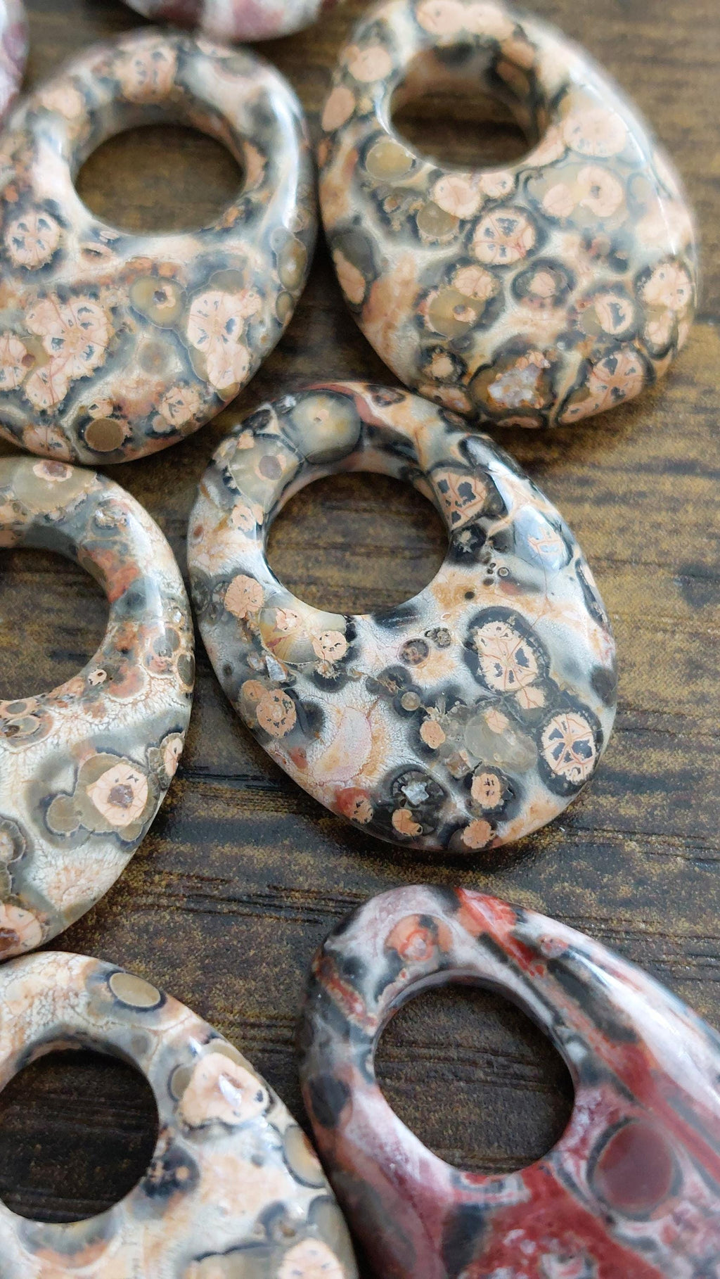 natural leopard skin jasper large hole pendants