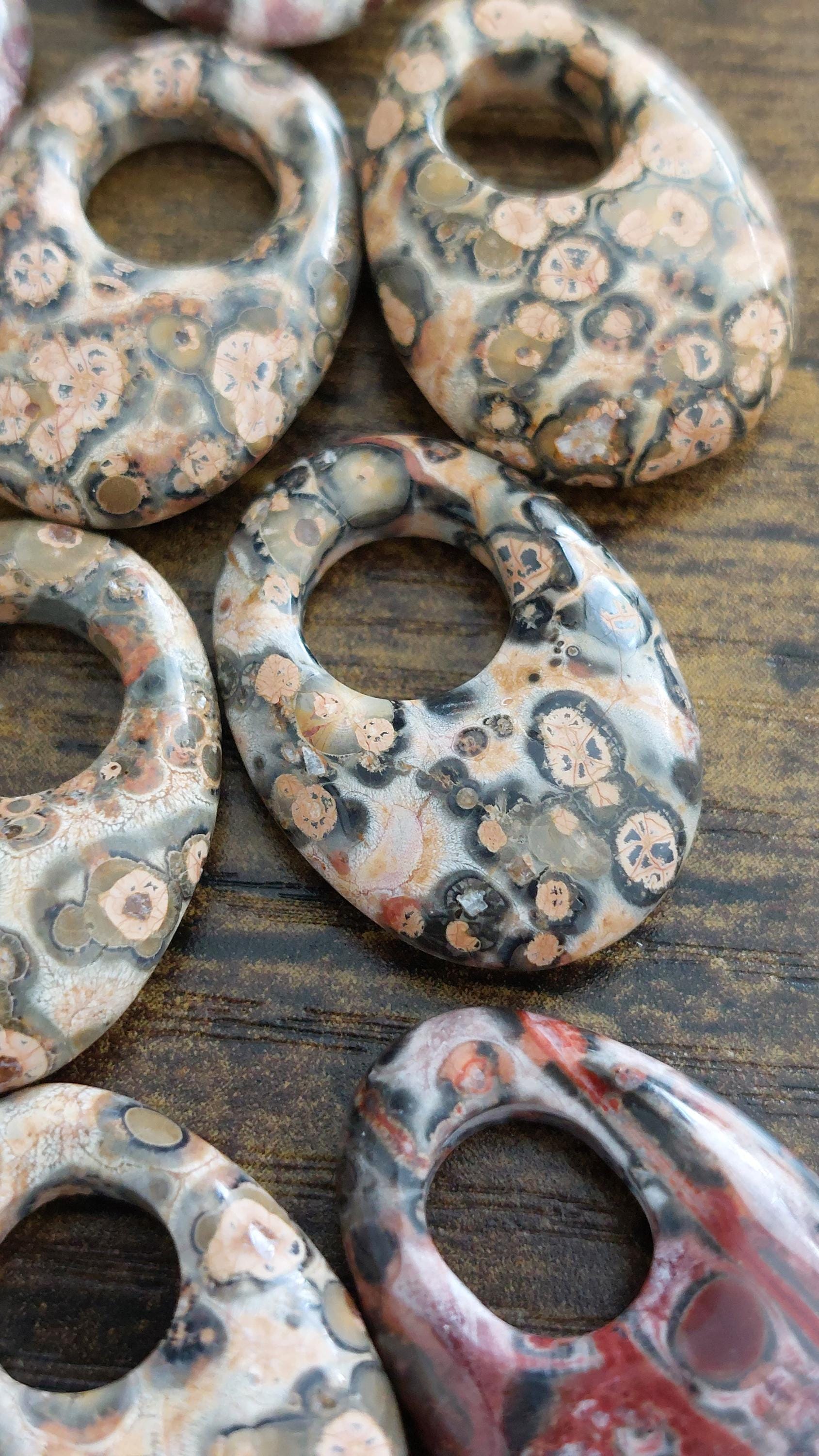 natural leopard skin jasper large hole pendants