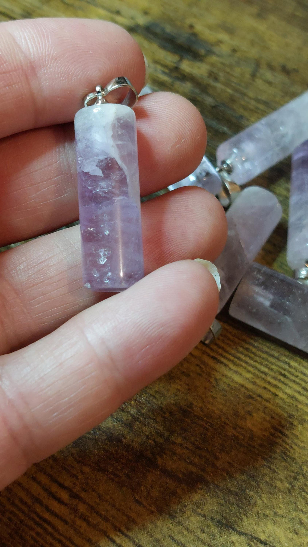 Natural Amethyst Column Pendant 34x10mm