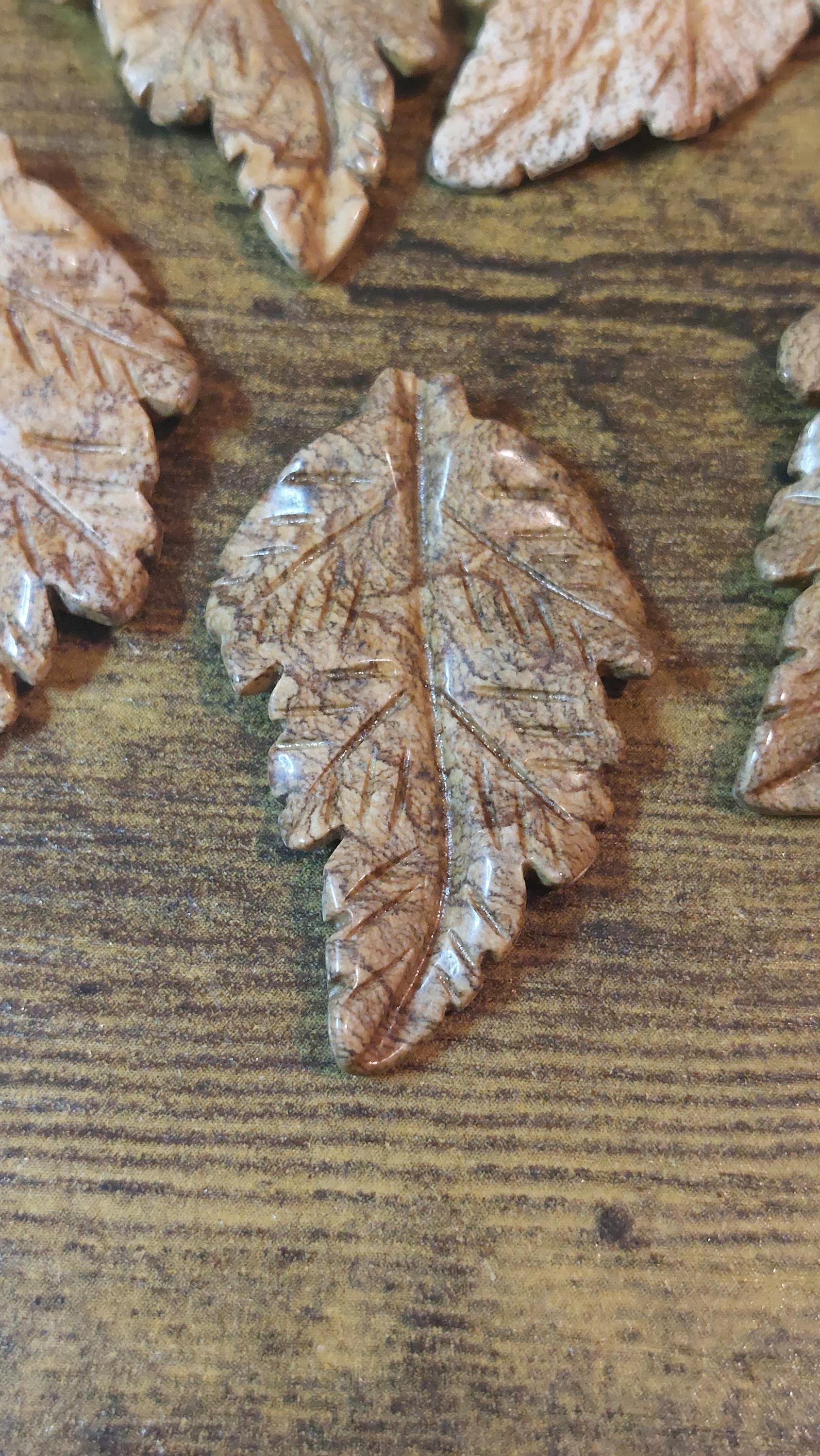 Natural Picture Jasper Leaf Pendant 41mm