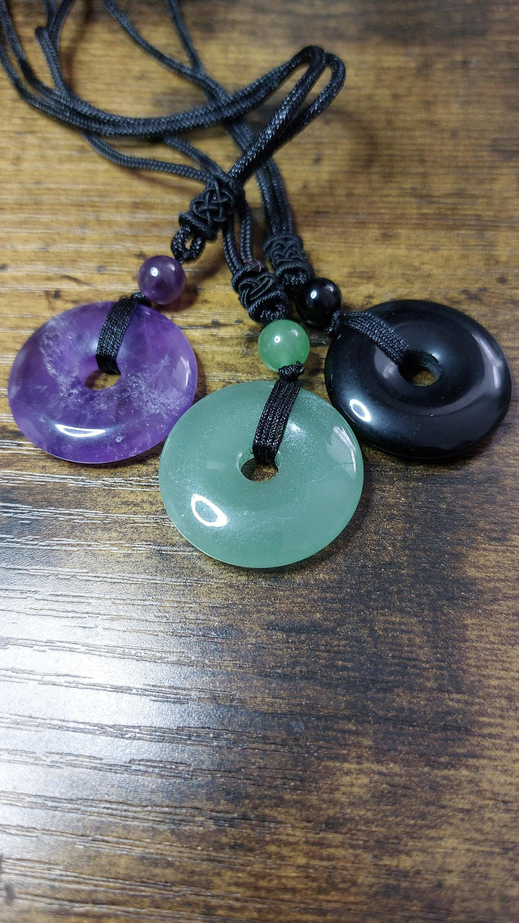 Natural Gemstone Donut Pendant Necklace