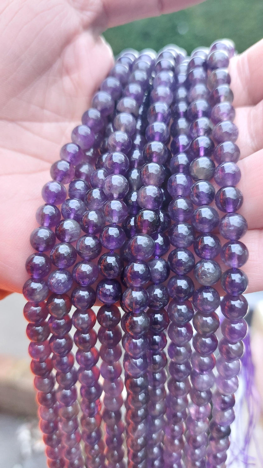 6 mm natural Amethyst beads, 15 inch strand