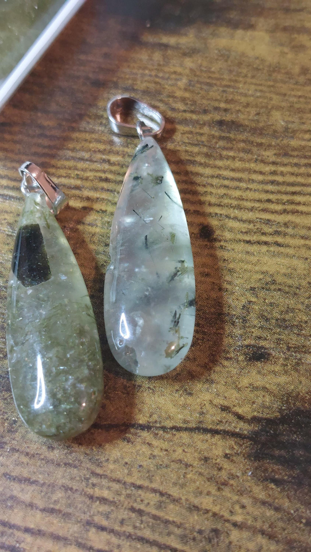 Natural prehnite pendants 34x10