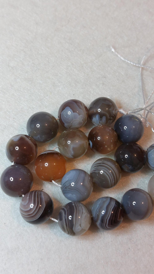 10mm natural Botswana agate, 7 inch strand