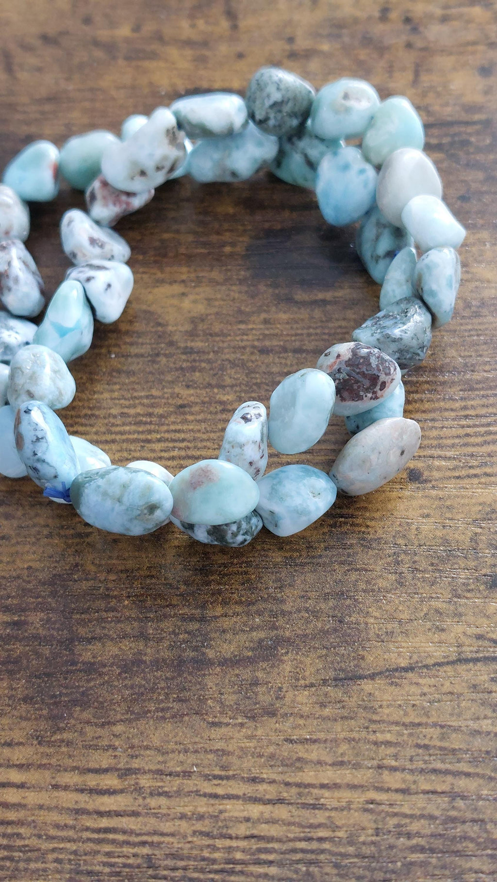 Larimar Beaded Bracelet: Oval Tumbled Gemstone
