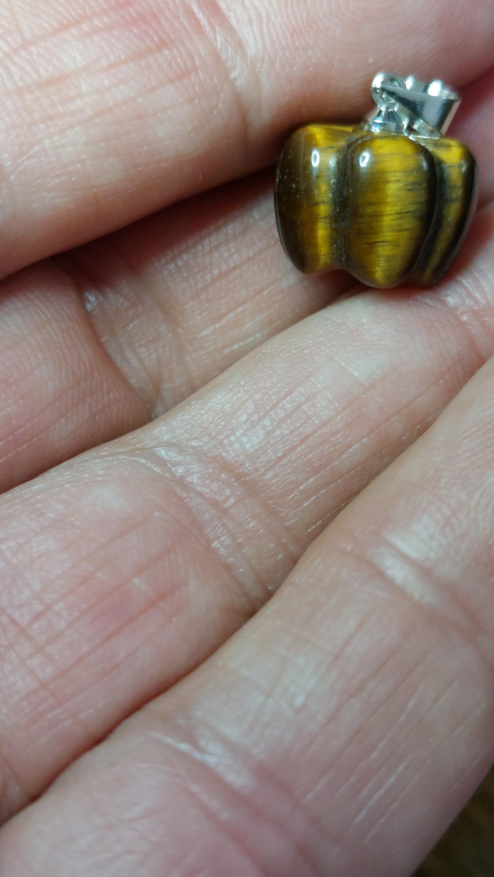 Natural Tiger Eye Pumpkin Charms 13mm