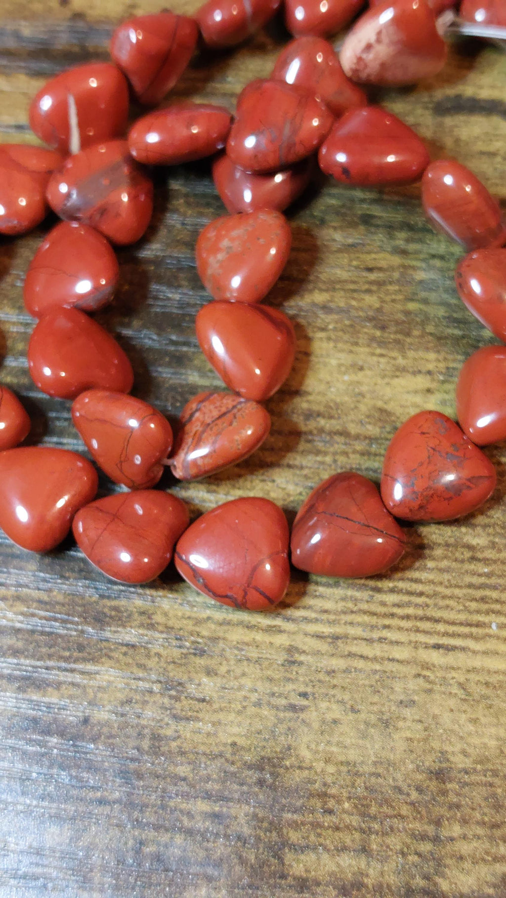 Natural Red Jasper Heart Beads 12mm