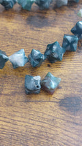 Natural Moss Agate Merkaba Beads 9mm — Pack of 8