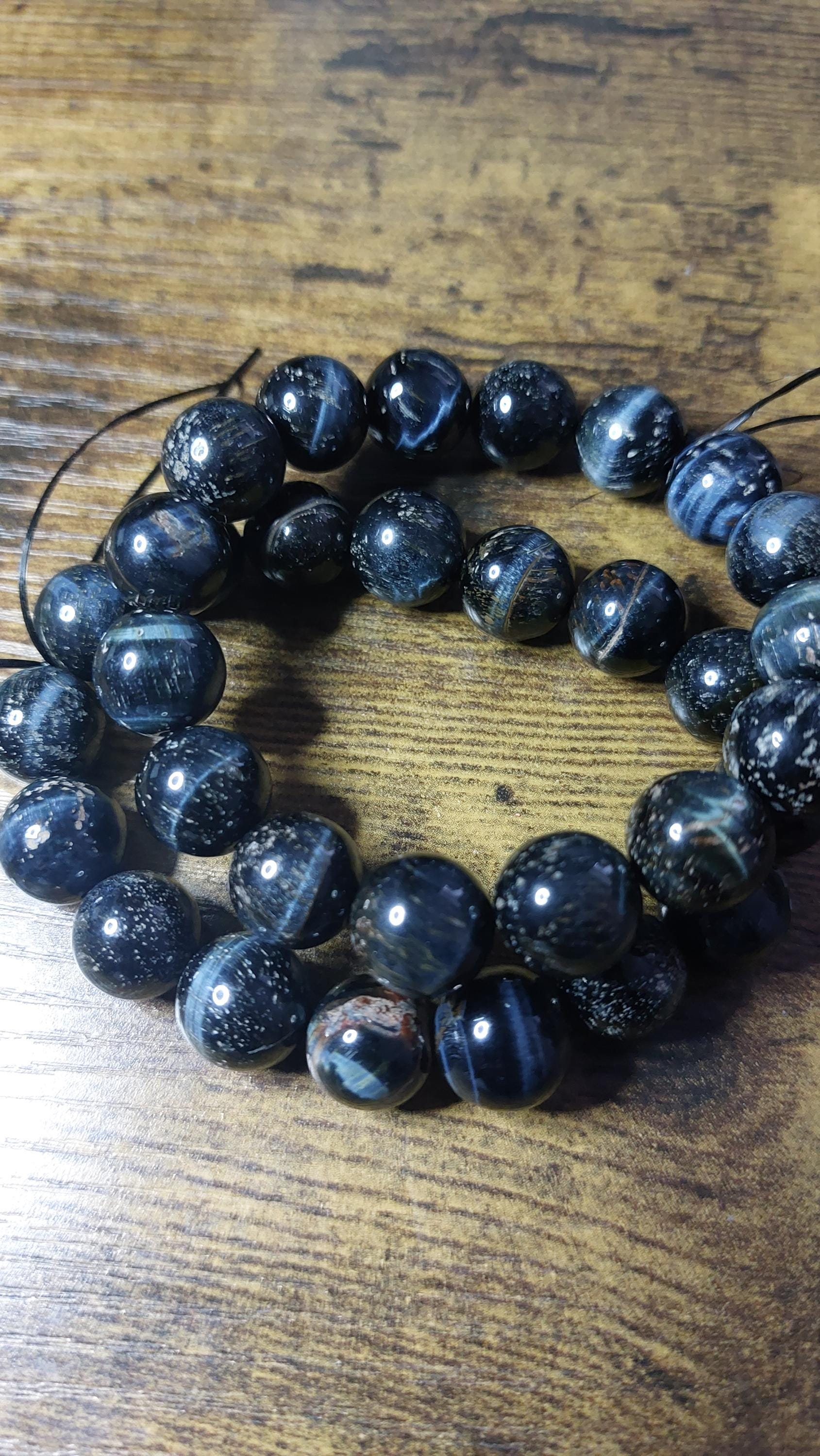 Bracelet blue tiger eye big beads