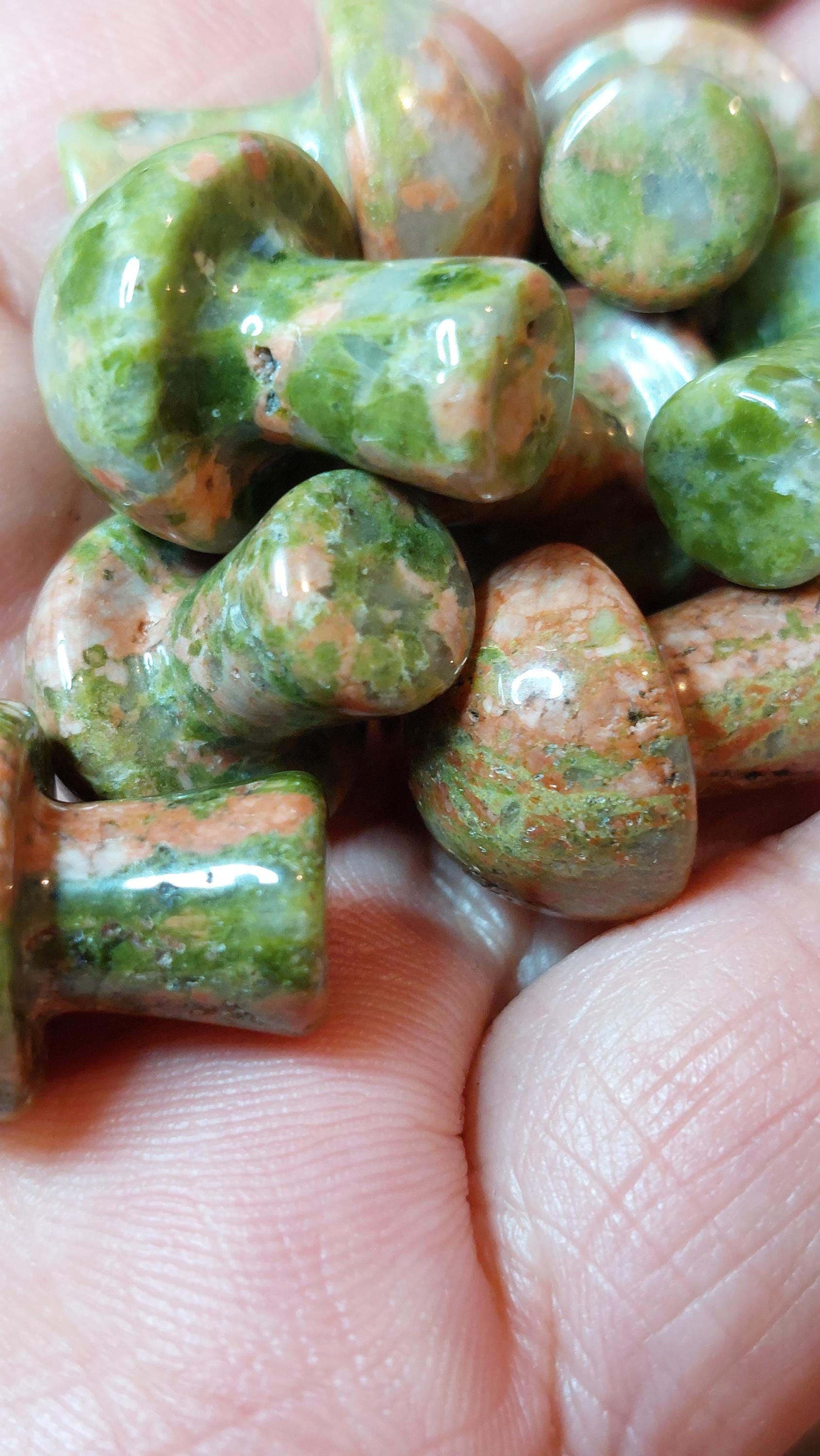 Natural Unakite Mushroom Carving 20mm