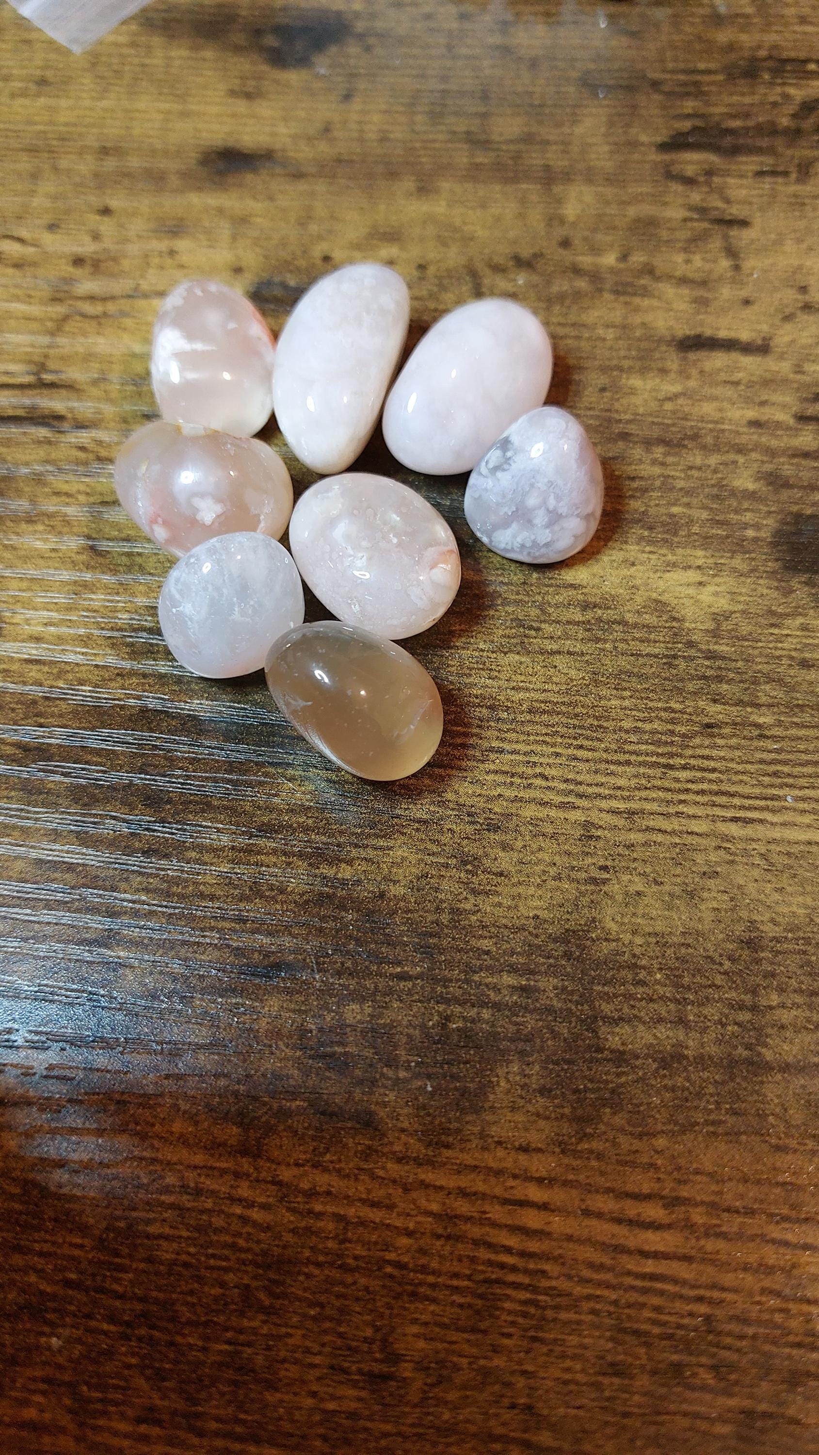 Natural cherry blossom agate tumbled stone 50g
