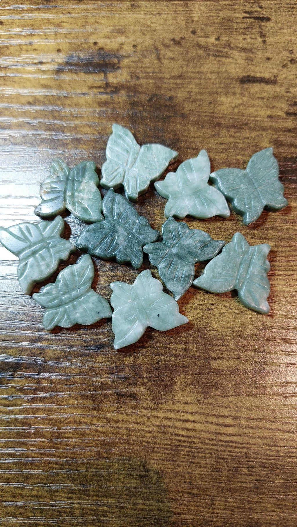 Natural Jade Carved Butterfly Beads 18x20mm — Pair