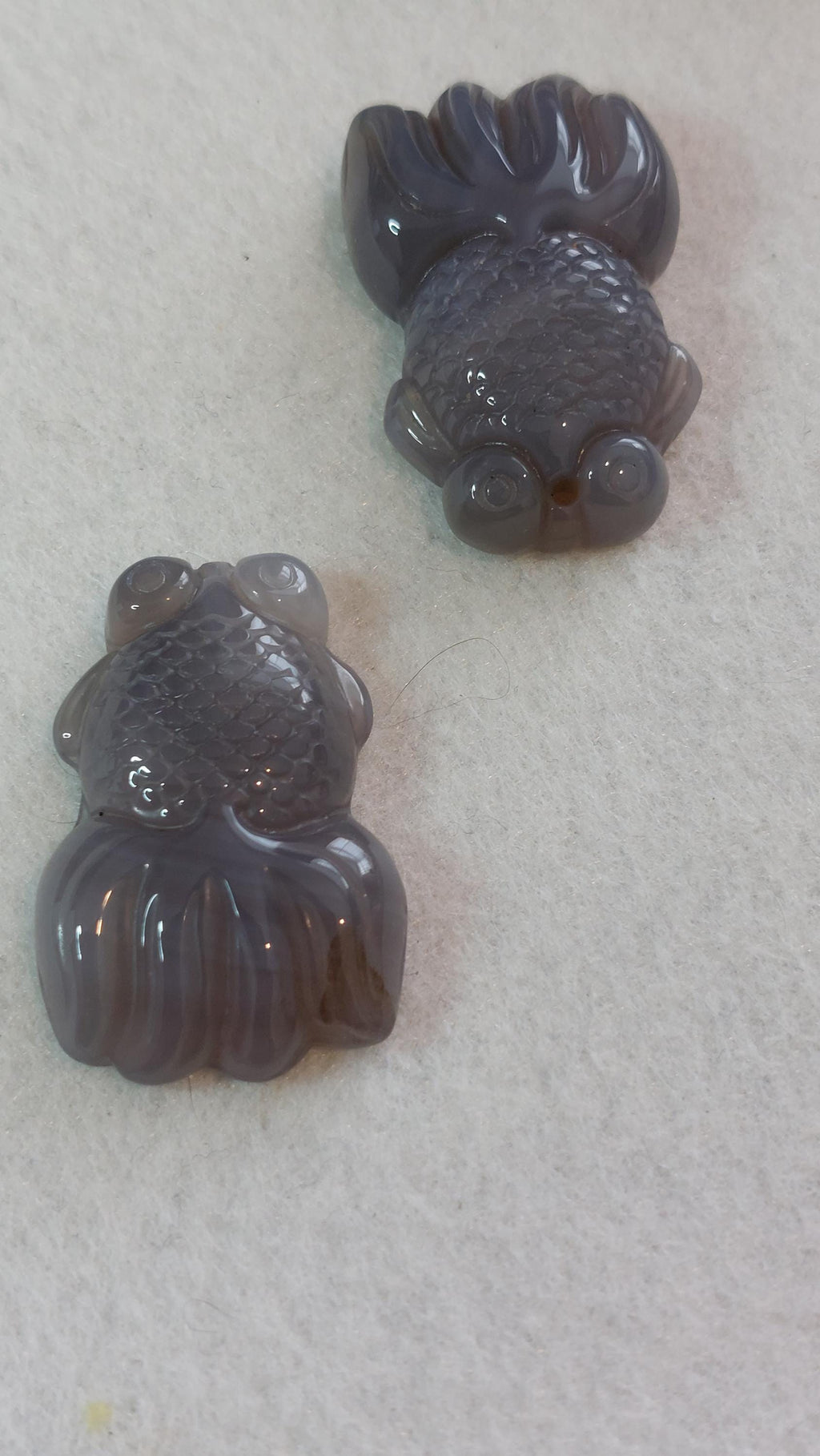 natural Grey Agate fish pendant