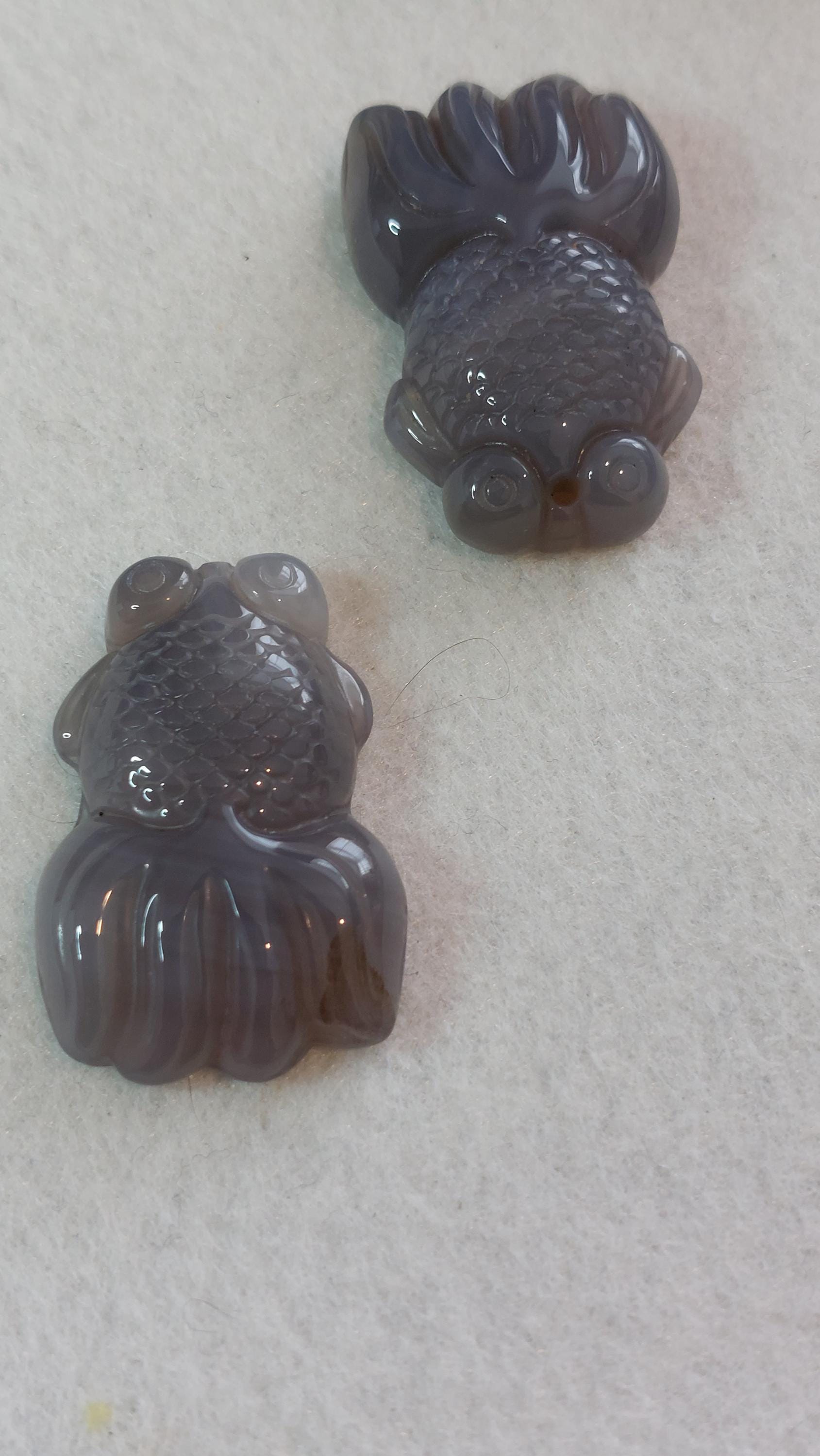 natural Grey Agate fish pendant