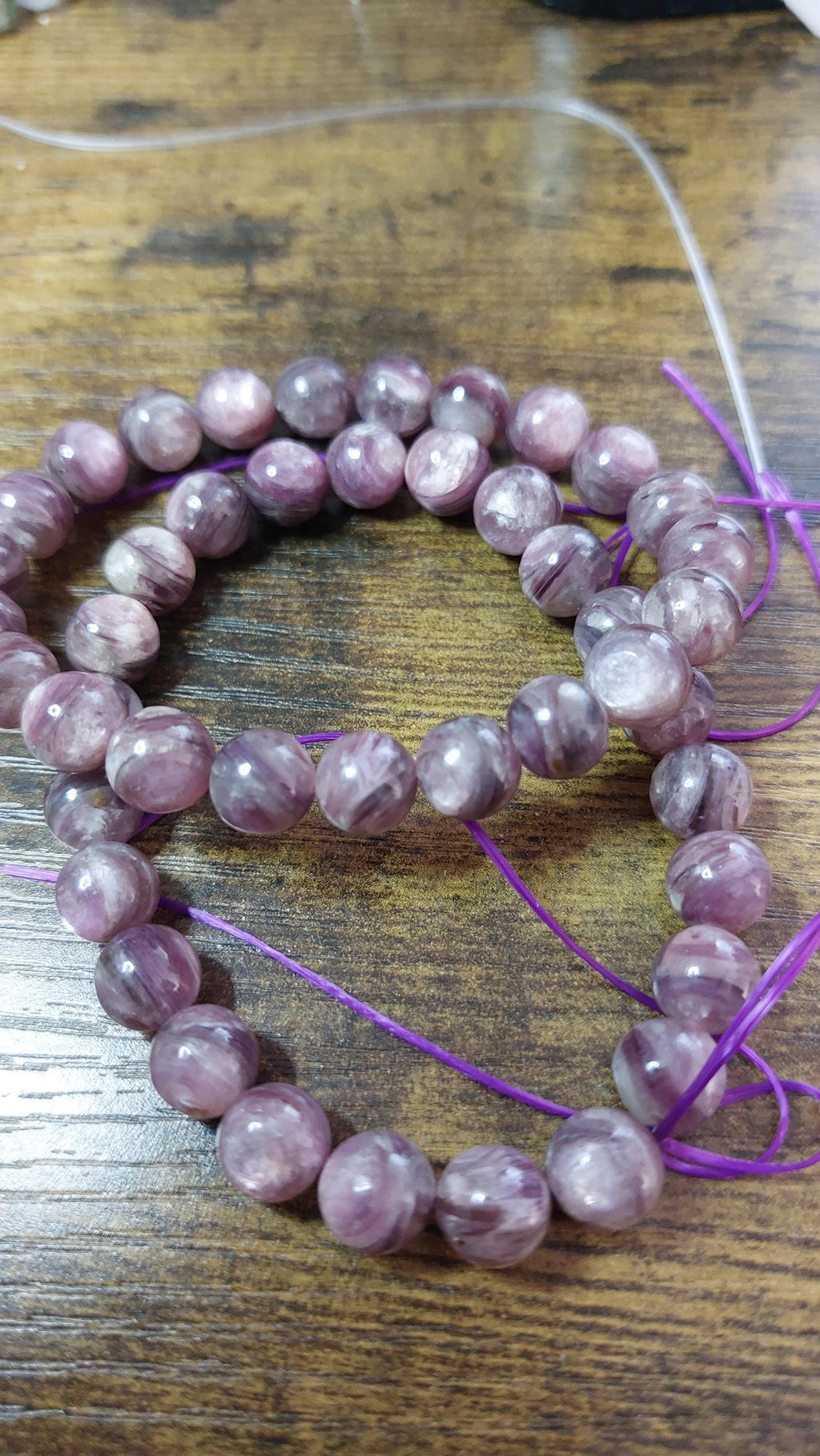 Lepidolite/ purple mica bracelet 8mm beads