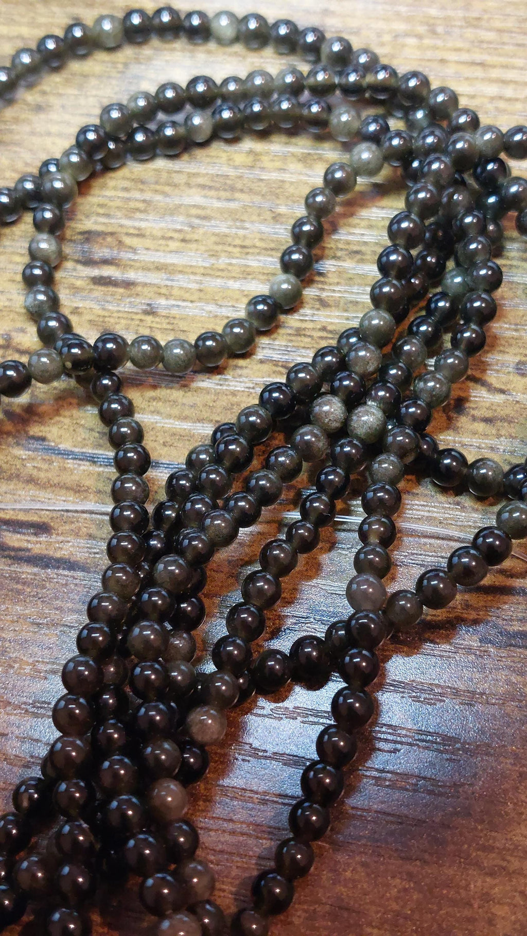 Golden Sheen Obsidian Beads 4mm