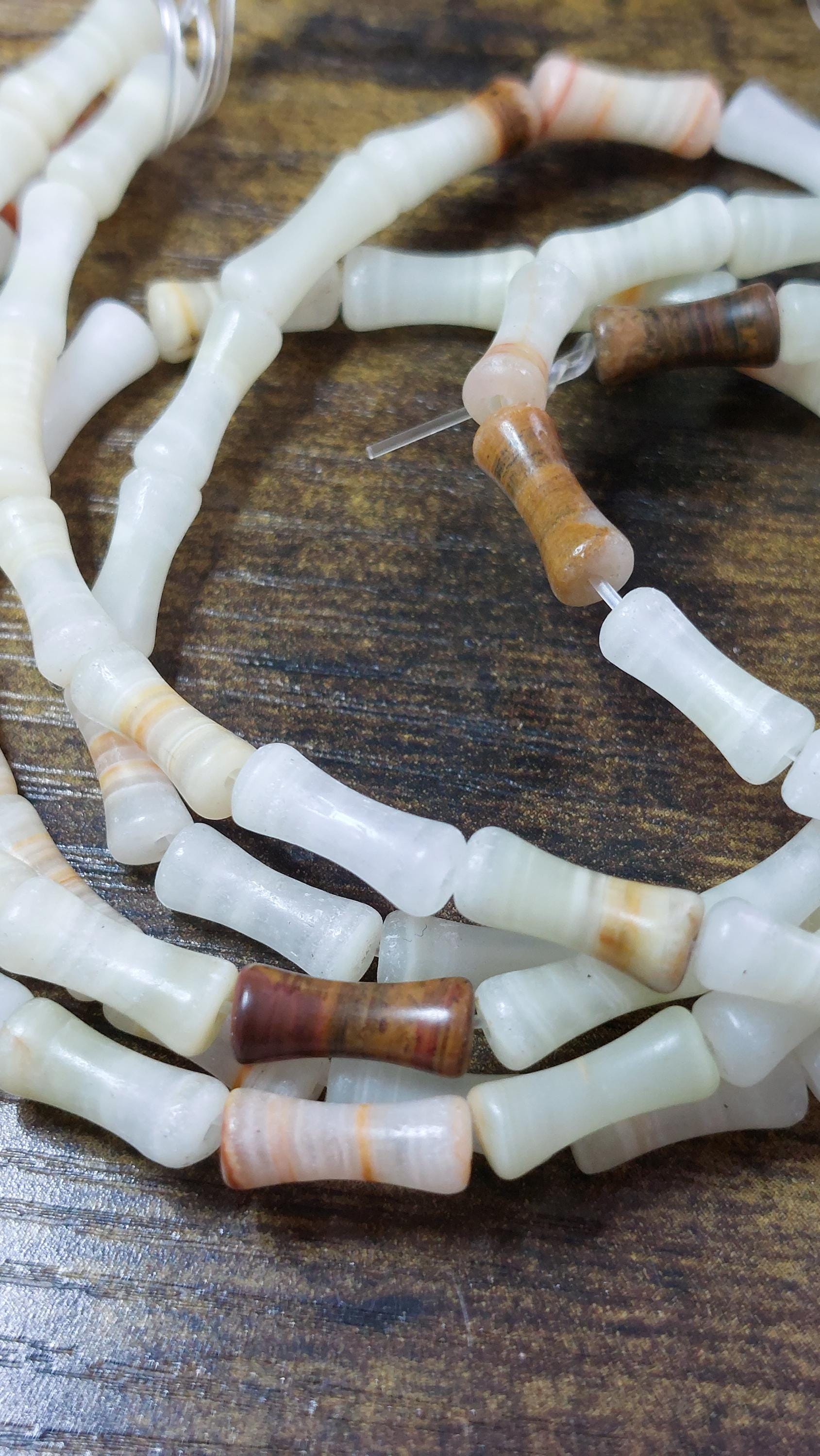 Natural Afghan Jade Bamboo Beads 12x5mm
